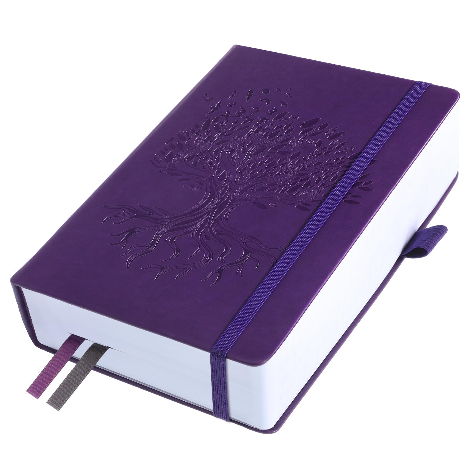 Journal Notebook with 365 Numbered Pages, Large A5 College Ruled Notebook for Work, Hardcover Leather Journal for Women Men, Lined Journals Notebook with Index Stickers for Writing,5.75"X8.38", Purple