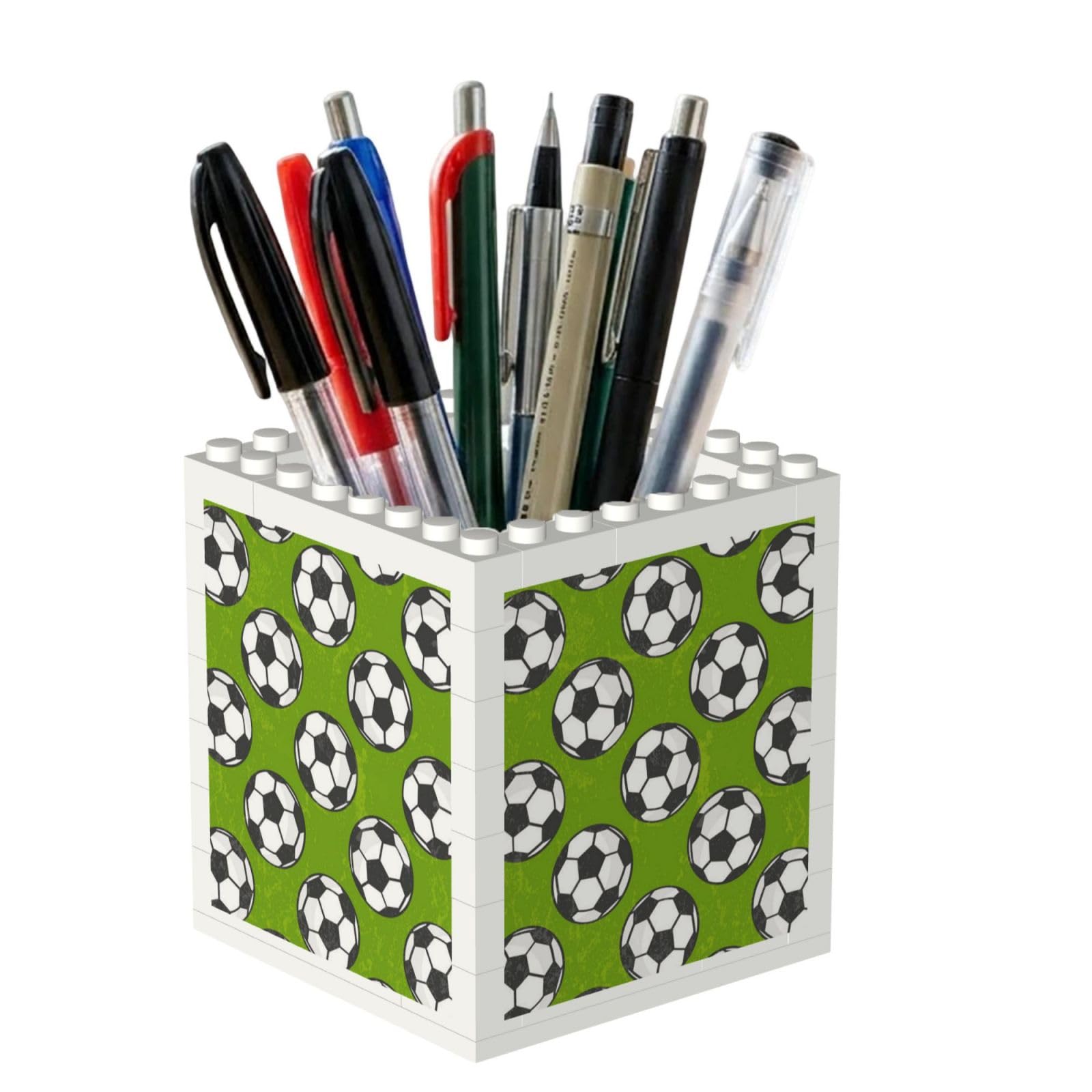 Poadnly Soccer Green, Pen Pot Pencil Holder for Office Home School, Compact Desk Organiser for Office Stationery
