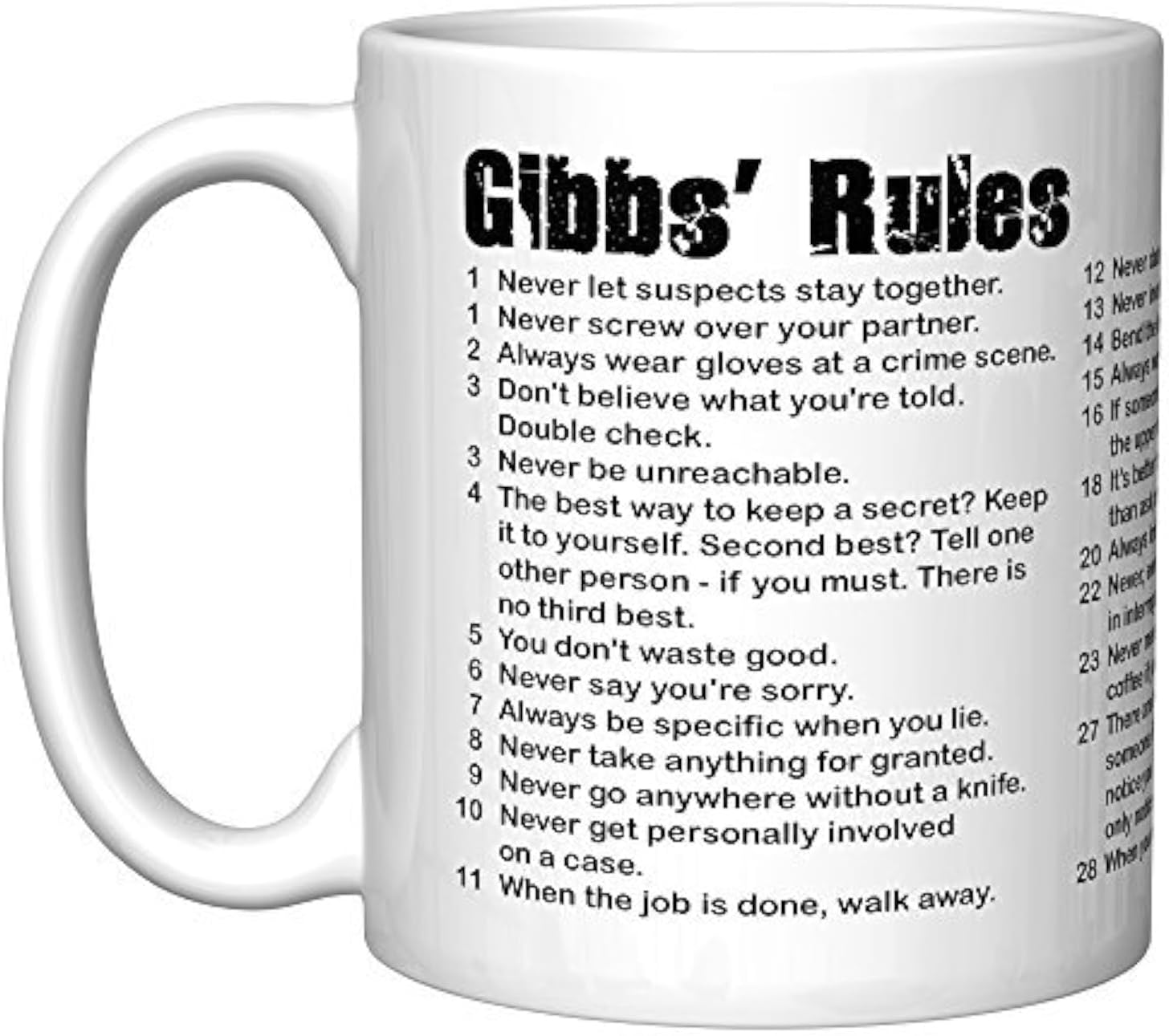 NCIS Gibbs' Rules Coffee Mug, White