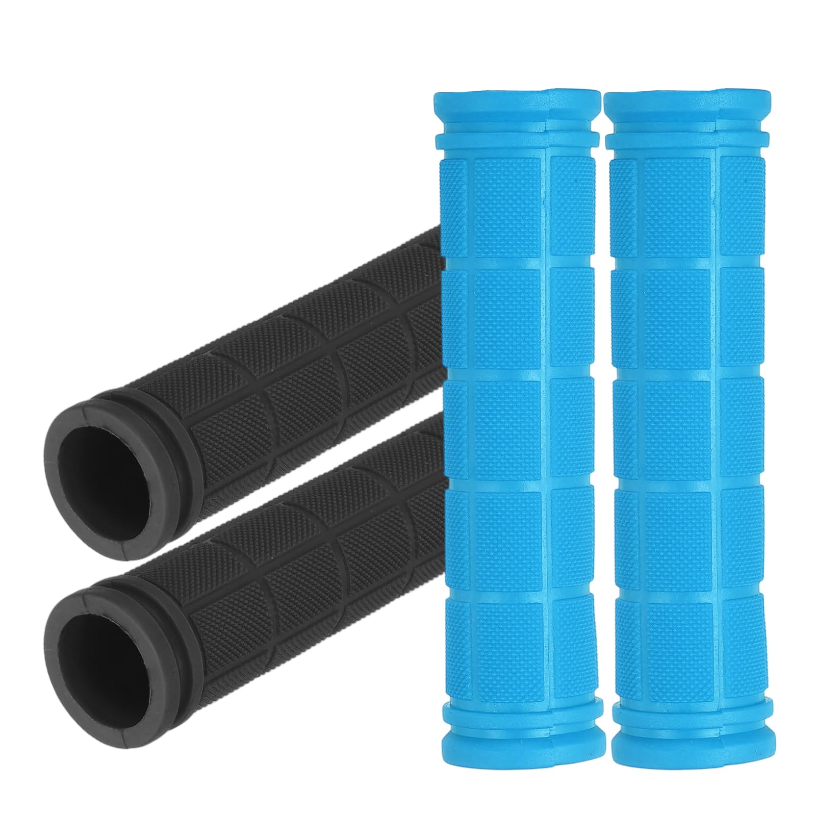 YELARXI Soft Rubber Handlebar Grips, Bicycle Handlebar Grips Bike Handle Bar Wrap Non-Slip 4.5 Inch & 2 Pair & Black/Light Blue - Fitting for (Mountain Bikes/Road Bicycles/Scooter)