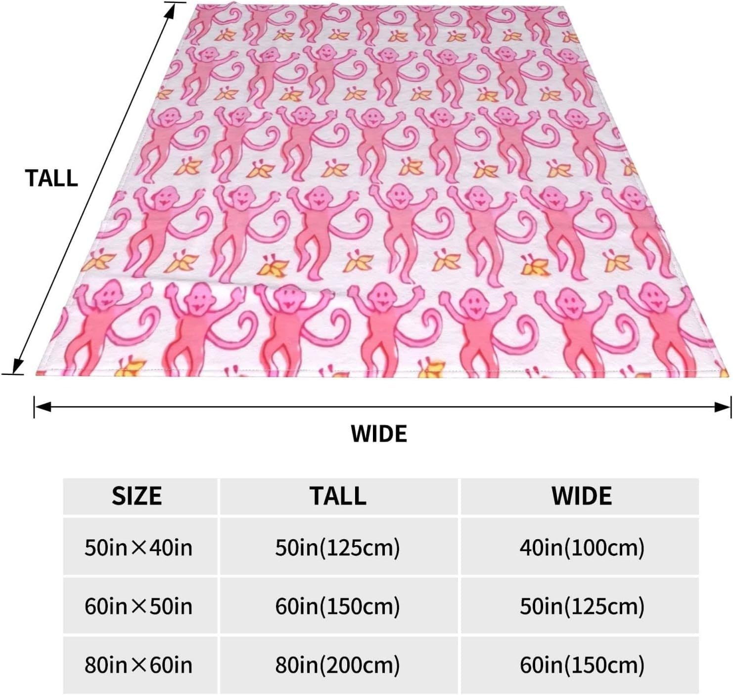 Monkeys Lightweight and Comfortable Ultra-Soft Warm Micro Fleece Bed Couch Living Room Blanket (Pink, 80"x60")