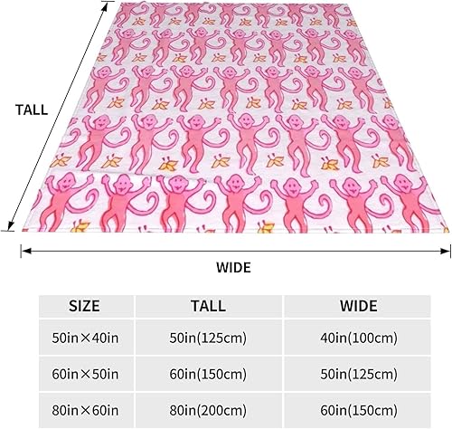 Miniatura 2 de Pink Monkeys Lightweight and Comfortable Ultra-Soft Warm Micro Fleece Bed Couch Living Room Blanket 50x40