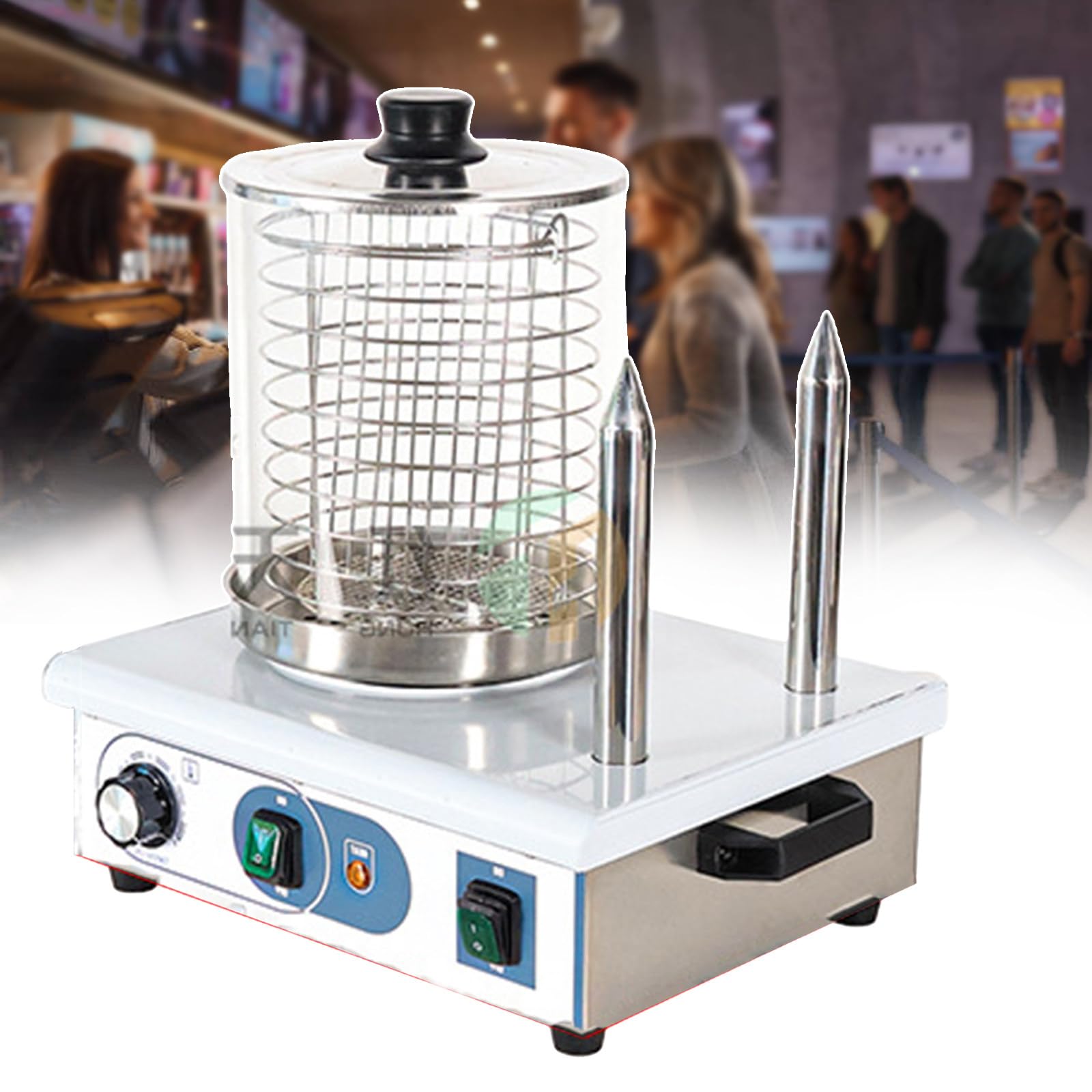 ERoomQ Electric Hot Dog Steamer Sausage Grill Cooker,Hot Dog Warmers w/Handle,Bun Warmers Machine for Sausages,Egg Rolls,50-200? Temperature