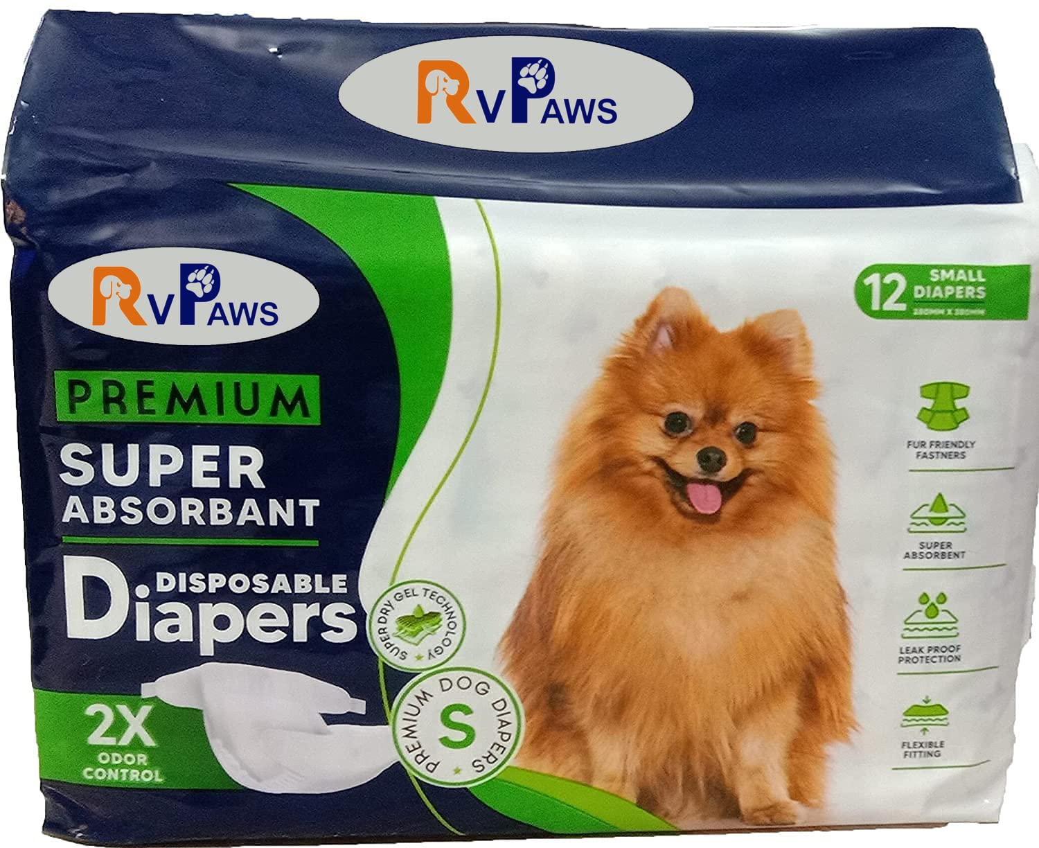 RvPaws Disposable Pet Diapers for Dogs 12 Pcs Pack, Size (Small - 280mm X 380mm) (B0B8DK81CR) Amazon Price History, Amazon Price Tracker