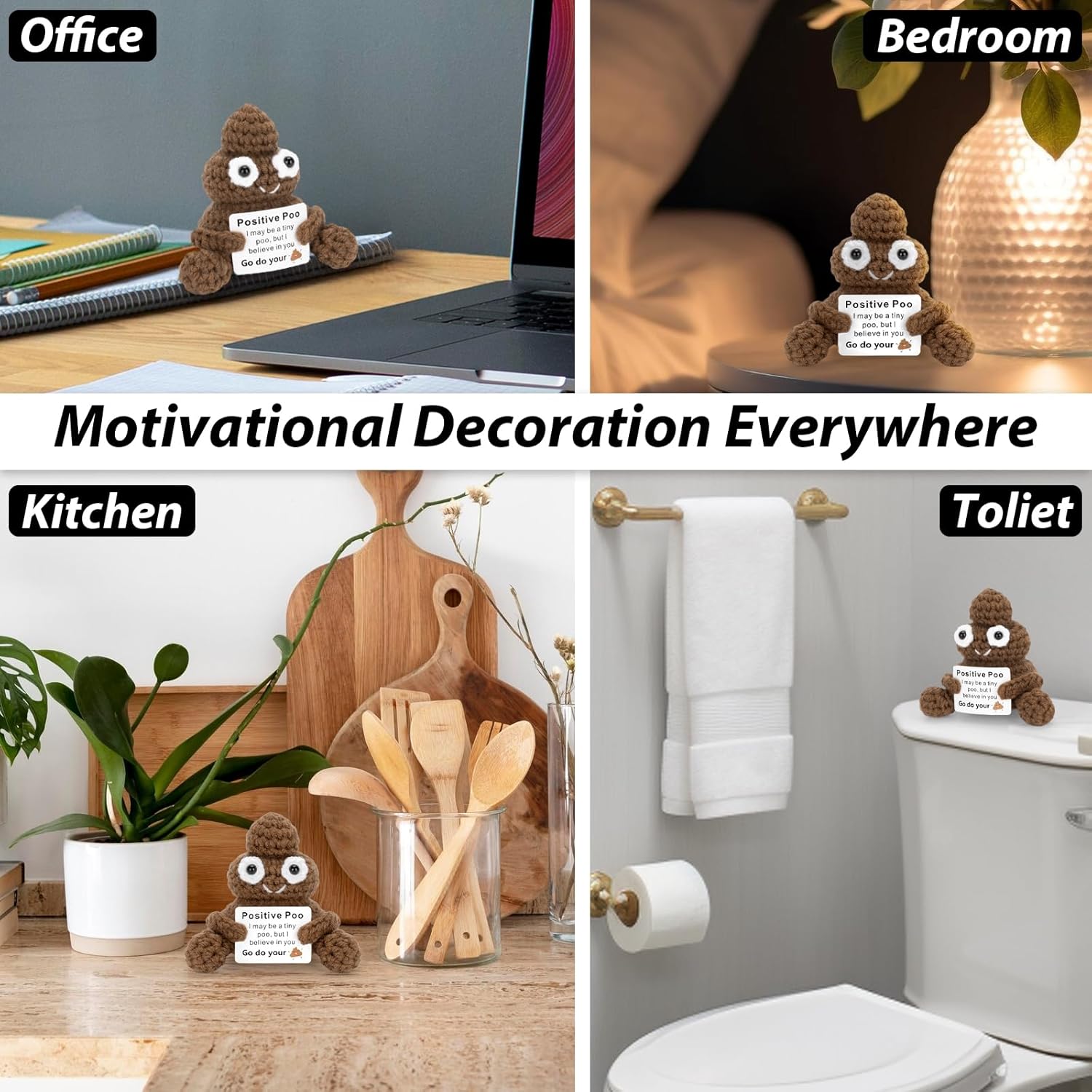 Positive Poo Funny Crochet Poo Doll with Positive Card Legs for Best Friend Birthday Hilarious Positivity Gag Gifts - Image 6