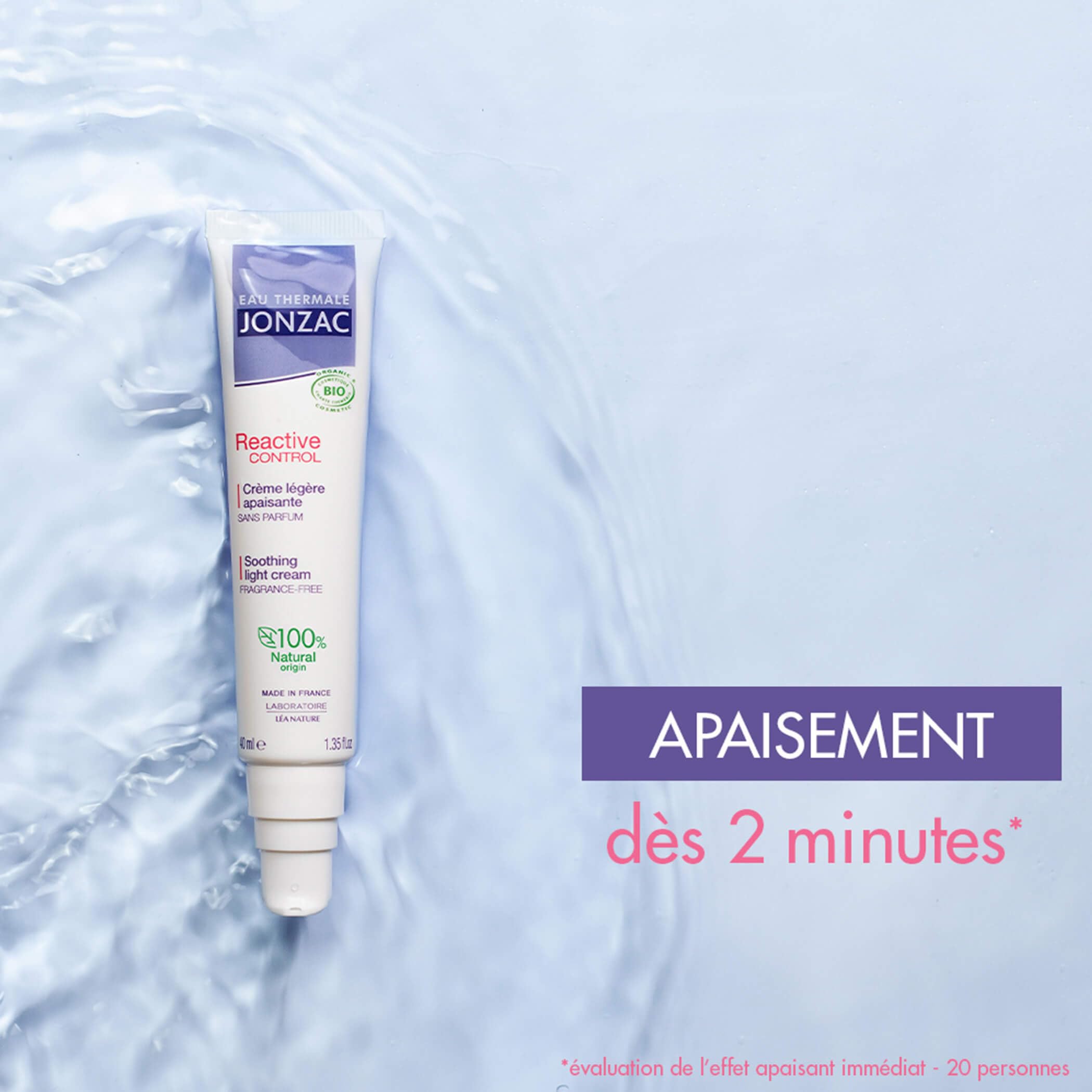 EAU THERMALE JONZAC | Reactive Control | Crème Légère Apaisante | Lot de 2x 40ml | Limite les risques de réactions cutanées | Haute tolérance | Sans parfum | 100% d'origine naturelle