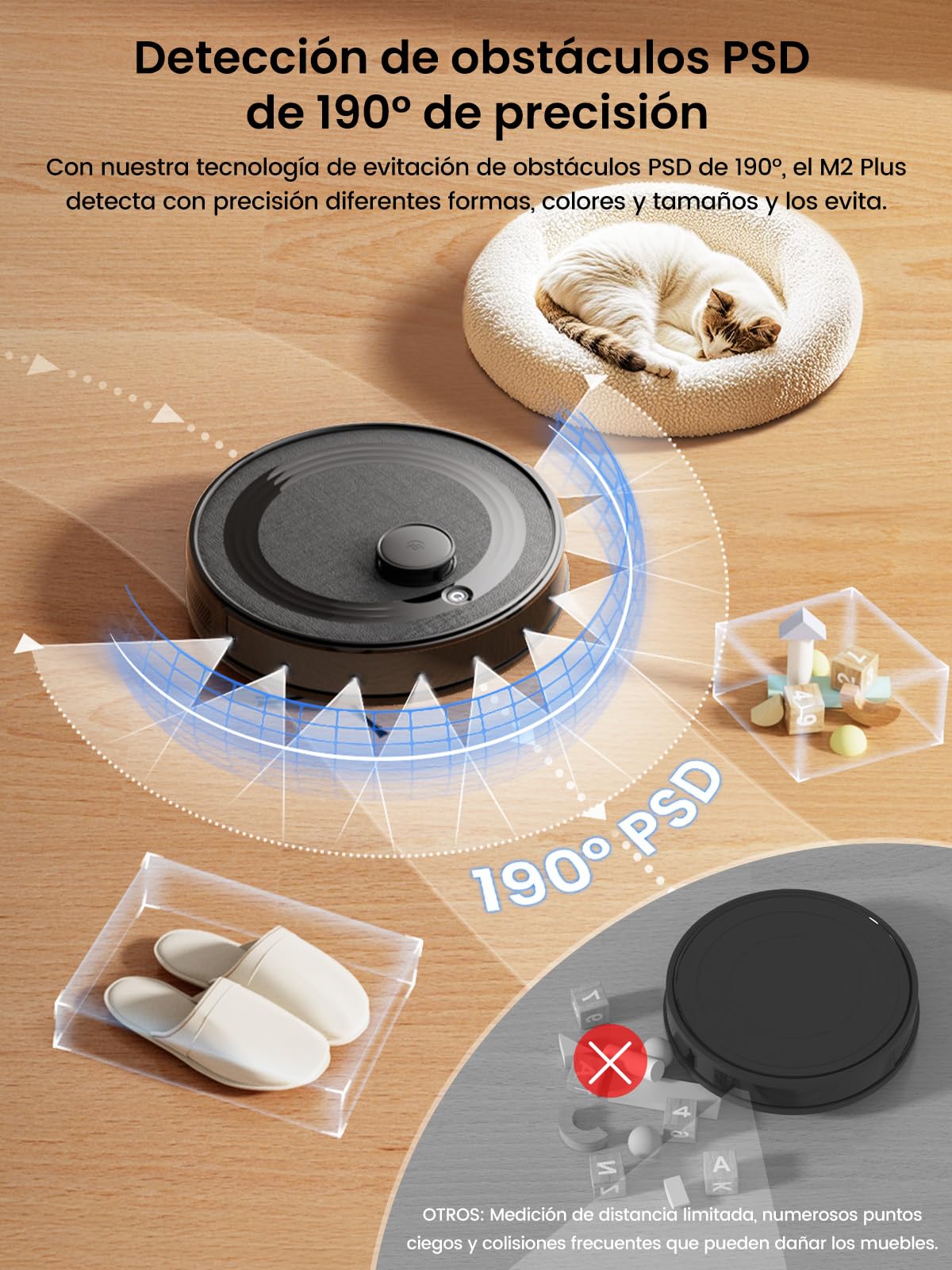 Lefant M2 Plus Robot Aspirador y Fregasuelos con Vaciado Automático Polvo | 6000Pa, 140min Autonomía, Navegación Láser dToF, Mapeo del Hogar, Limpieza Personalizada, WiFi 2,4G/5G/Alexa/App/iWatch