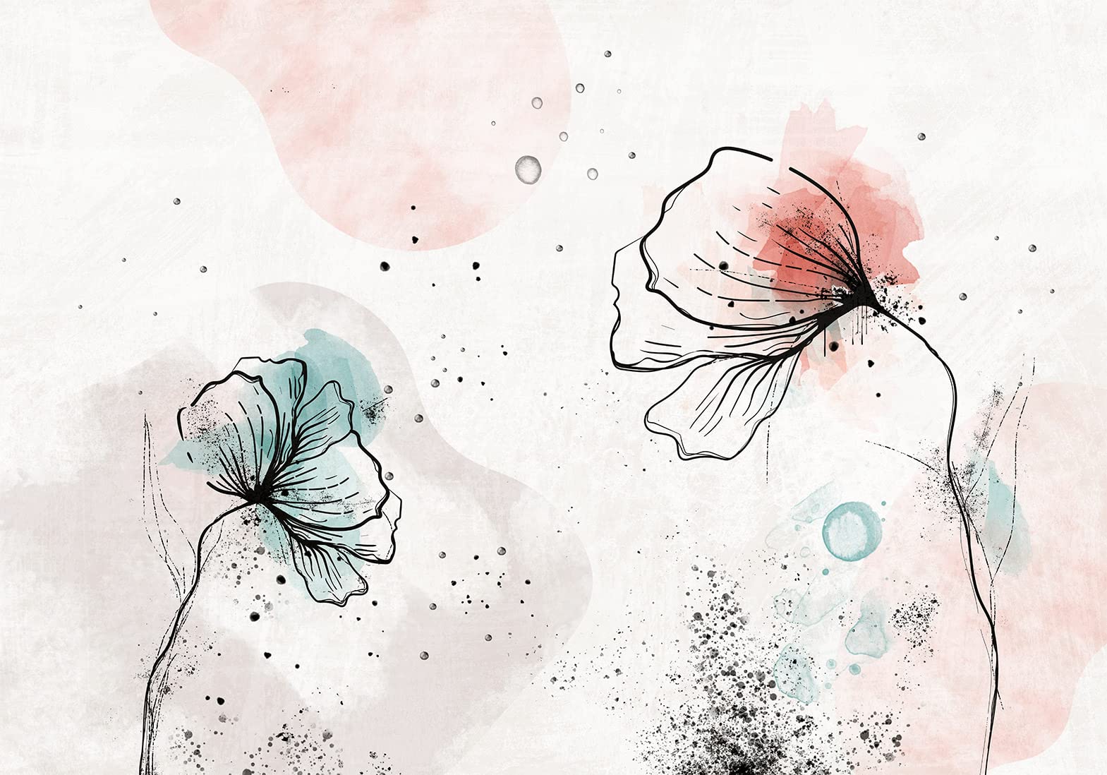 murando Fotomurales autoadhesivos Amapolas 343x256 cm Papel Pintado | coración Pared Murales Pegatina corativos adhesivos 3d Fotográfico Tableros Flores Naturaleza como pintado
