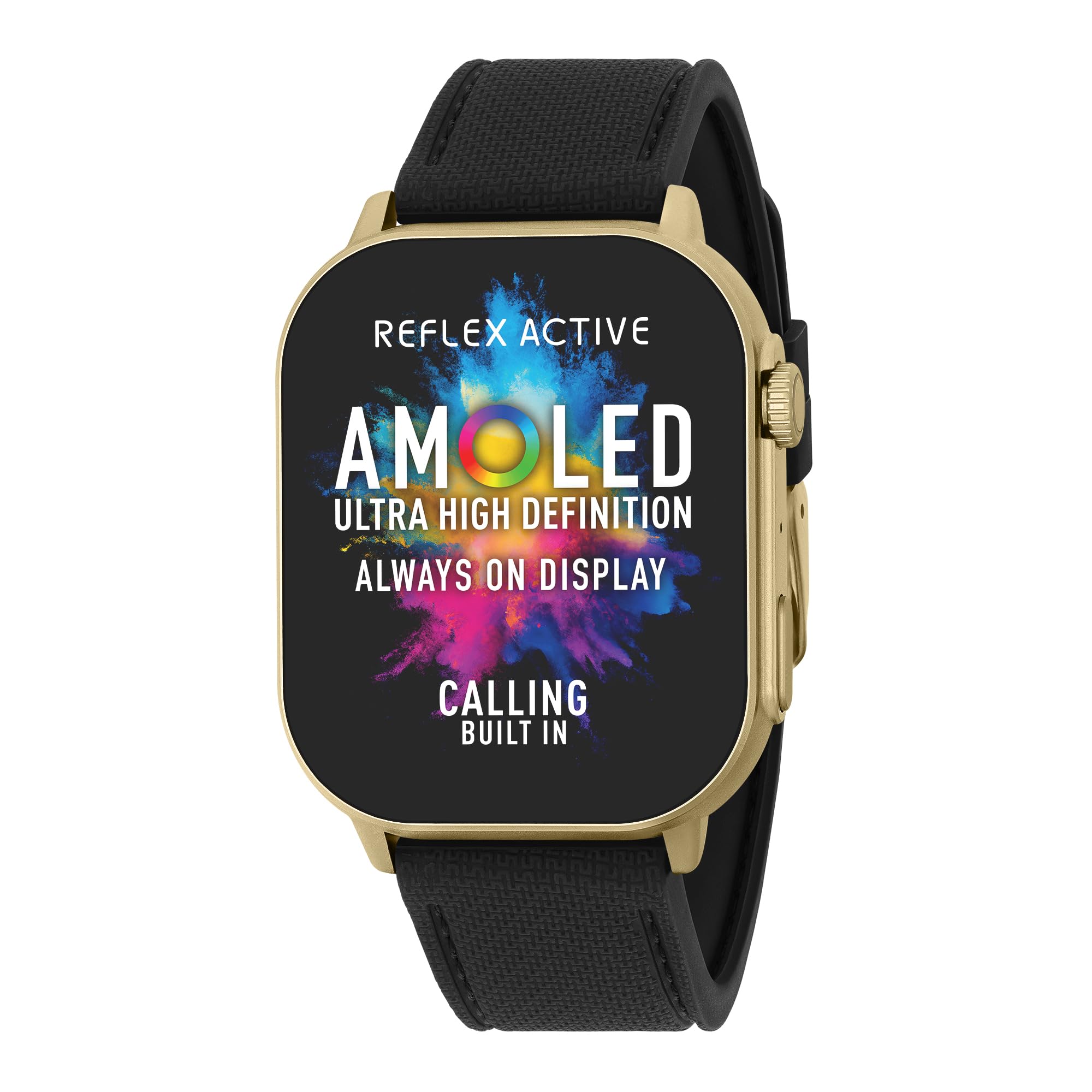 Reflex Active Amoled Series 29 Smart Watch con touch screen 2,04", cardiofrequenzimetro, ossigeno nel sangue, IP68, fitness tracking, cinturino nero per iOS + Android