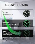 JoFomp Modern Night Light Wall Clock, 12 Inch Silent Non-Ticking Quartz Wall Clocks, Large Luminous Function Numbers and Hands, Battery Operated Decorative Wall Clock for Office, Kitchen, Living Room