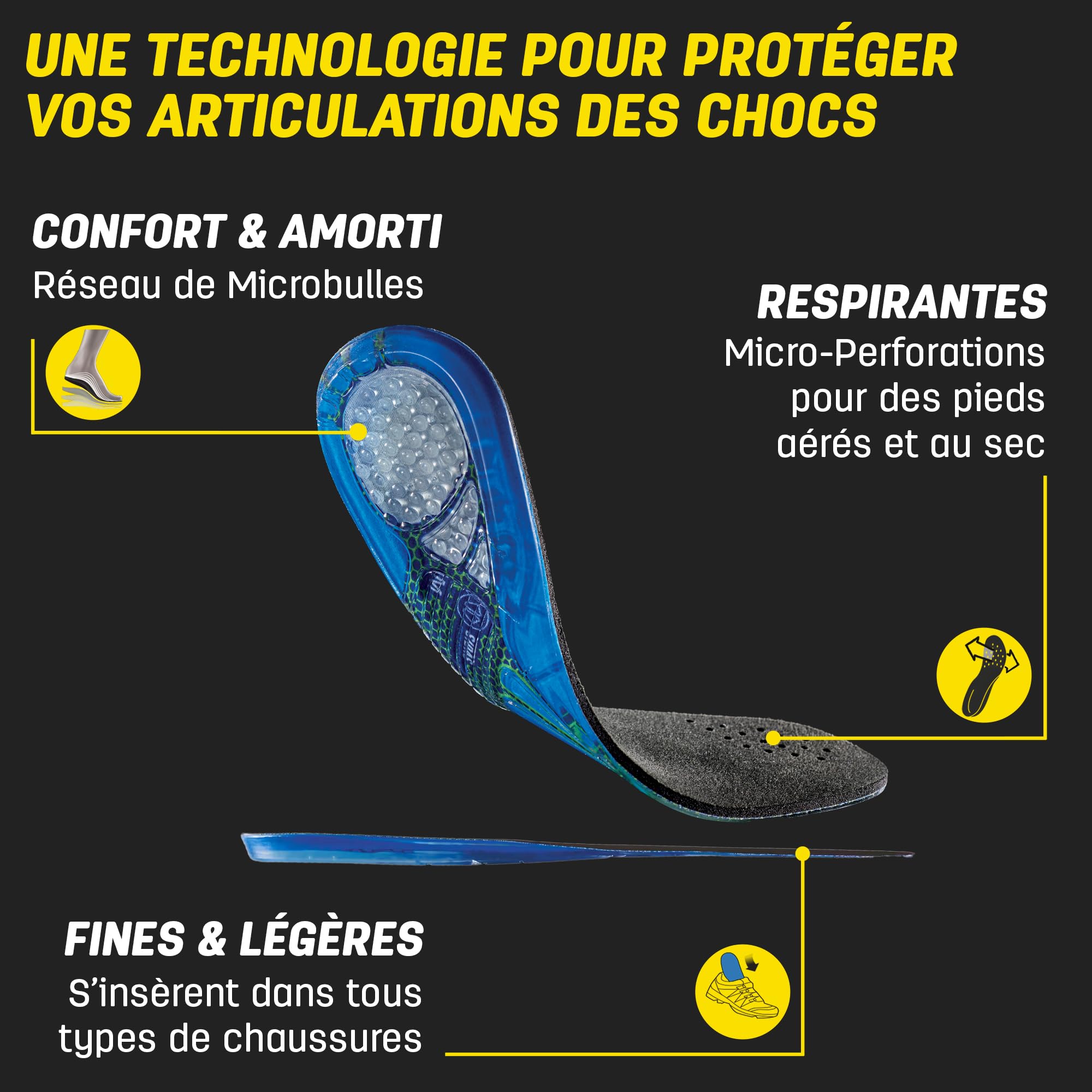 Sidas - Semelles en gel à mémoire de forme - Cushioning Gel Memory - Absorption des chocs - Confort et Soulage le pied tout au long de la journée - Semelles pour chaussures homme et femme