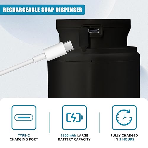 Miniatura 5 de Dispensador automático de jabón espumoso sin contacto de 10.14 oz10.1 fl oz, dispensador automático de jabón de manos de espuma con sensor