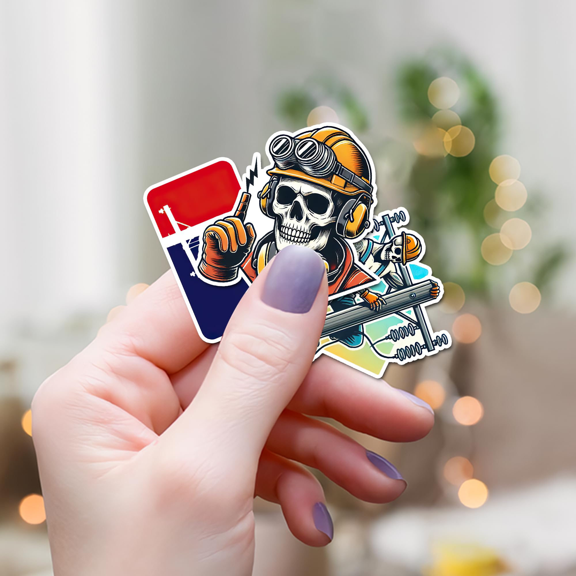 50 Pcs Lineman Vinyl Sticker Waterproof Hard Hat Decals Electrician Stickers Tablet Water Bottle Luggage Laptop Helmet Phone Window Toolbox Gifts for Adults Men Line Worker Coworkers
