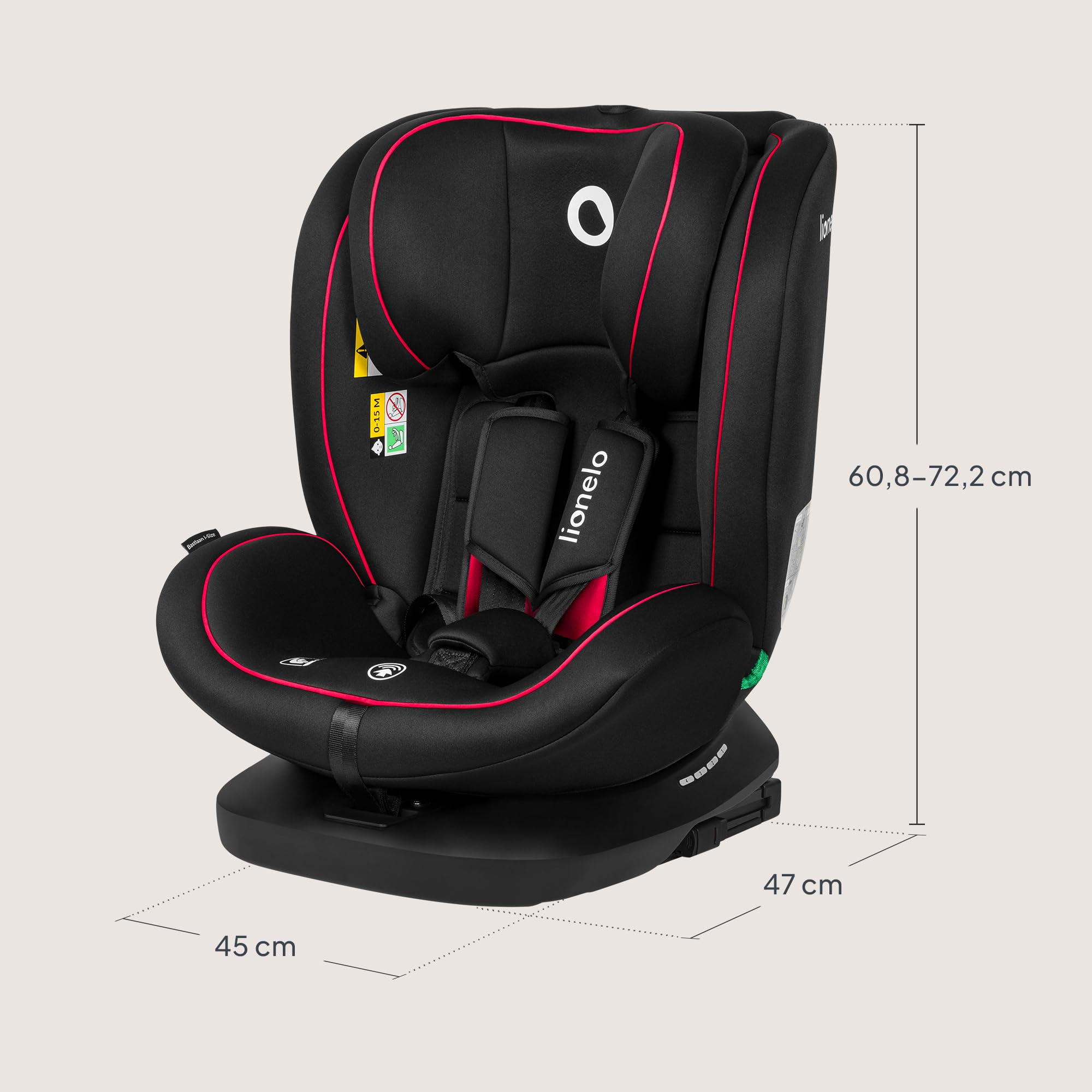 Lionelo BASTIAAN I-SIZE Siège Auto Pivotant à 360° ISOFIX De 0 à 36 kg | (40-150 cm) Groupe 0/1/2/3 (0-12 Ans) Installation Face et Dos à la Route, Sangle TopTether, Têtière Ajustable, Rotation 362