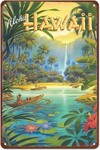 Kerne Erickson - Cartel de hojalata hawaiano vintage de 8 x 12 pulgadas - Aloha from Hawaii