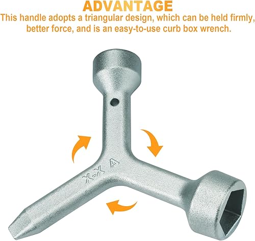 Miniatura 7 de VIDABTE MKF2 - Llave de caja de bordillo triangular para caja eléctrica, llave para medidores y cajas de bordillos (paquete de 1, plateado)