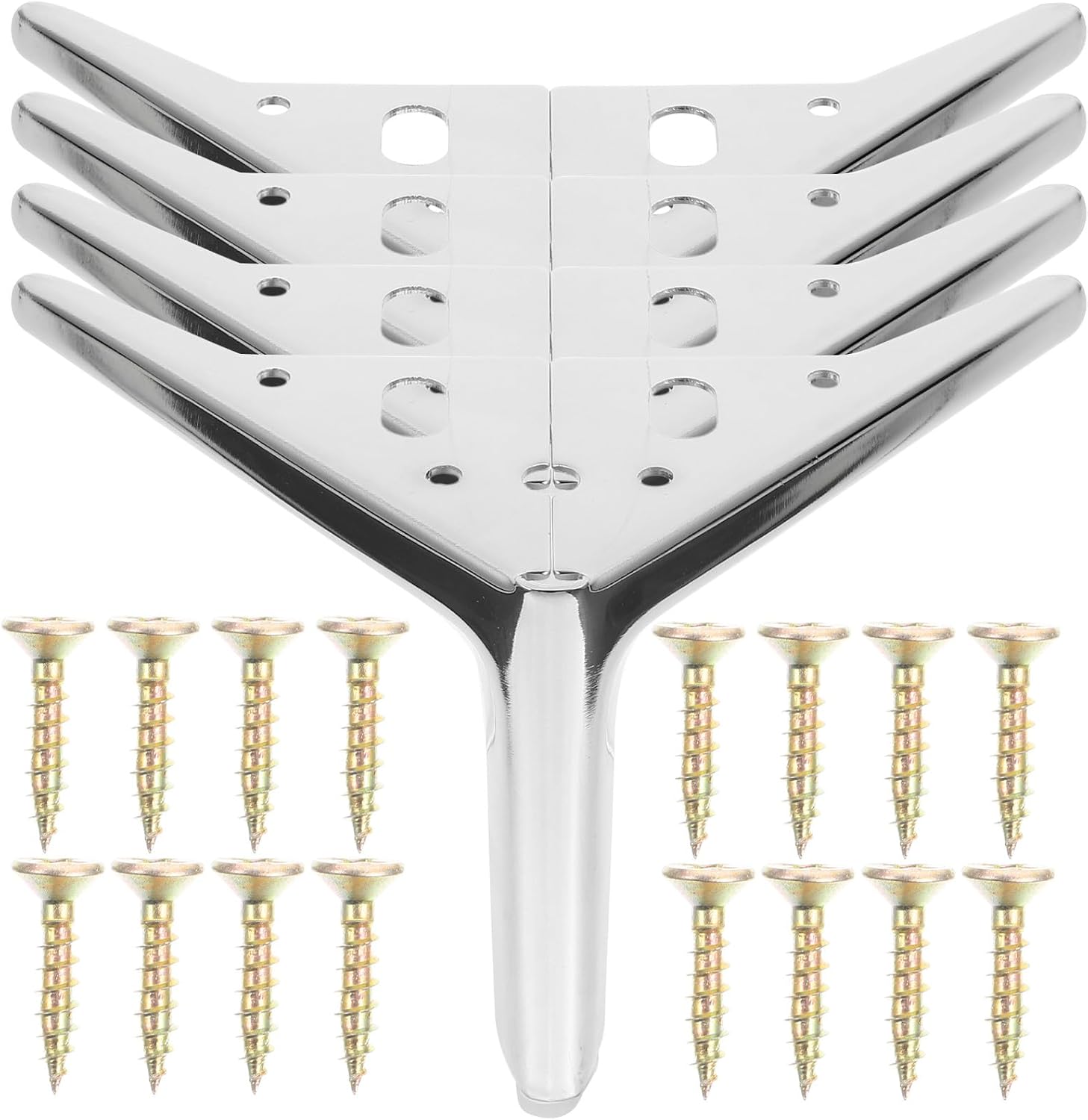 4pcs Metal Furniture Legs Heavy Duty Support Feet for Sofa Coffee Table Cabinet Dresser Bed Frame Silver Replacement Furniture Hardware