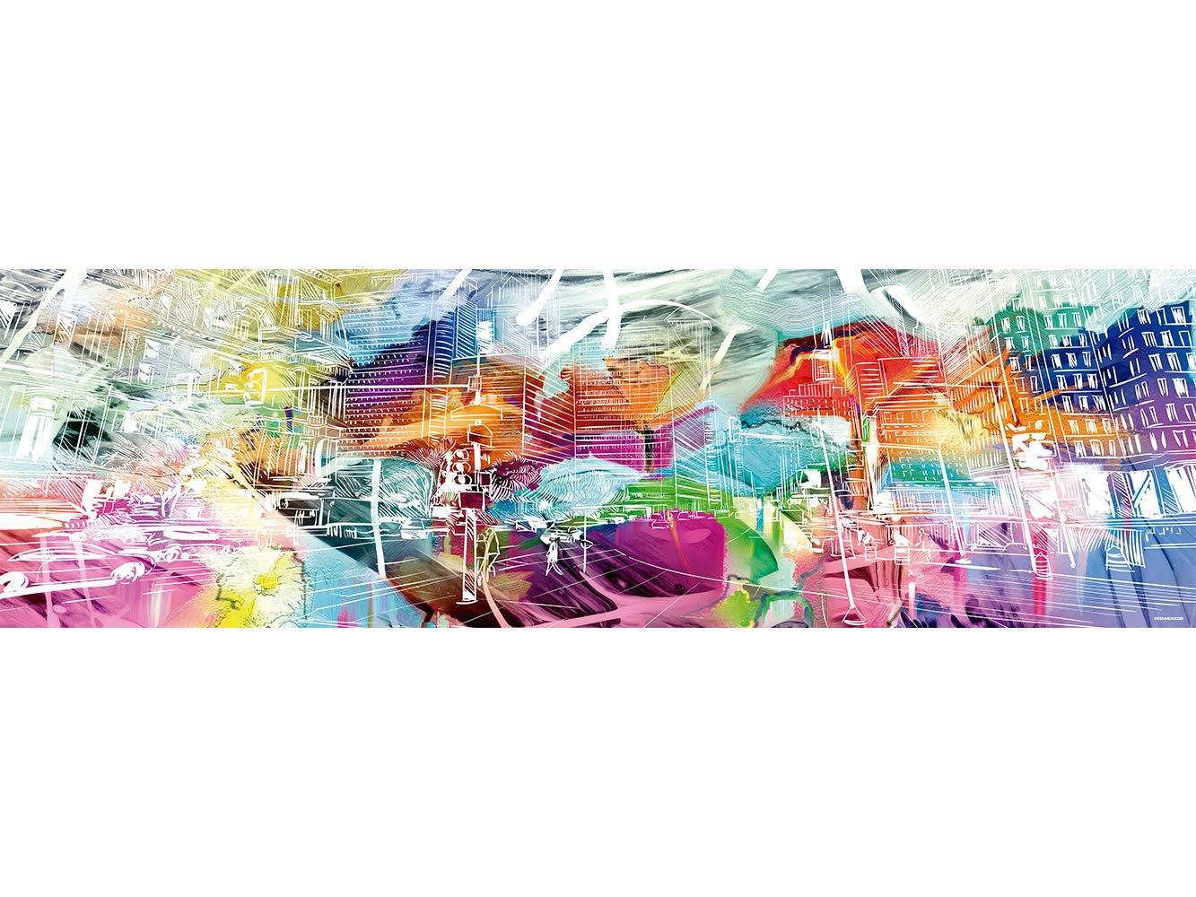 Tête de lit en PVC Impression numérique Ville Colorée 150 x 60 cm Tête de lit Originale et économique