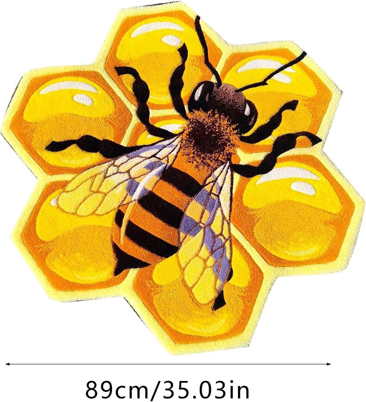 Bee Happy Shape Rug - 35"×22", Non Slip Washable Welcome Door Mat, Cute Bee Doormats for Indoor Outdoor Entrance Home Bathroom Living Room, Spring Summer Honny Bee Decorative Outdoor Rug (A, 35")
