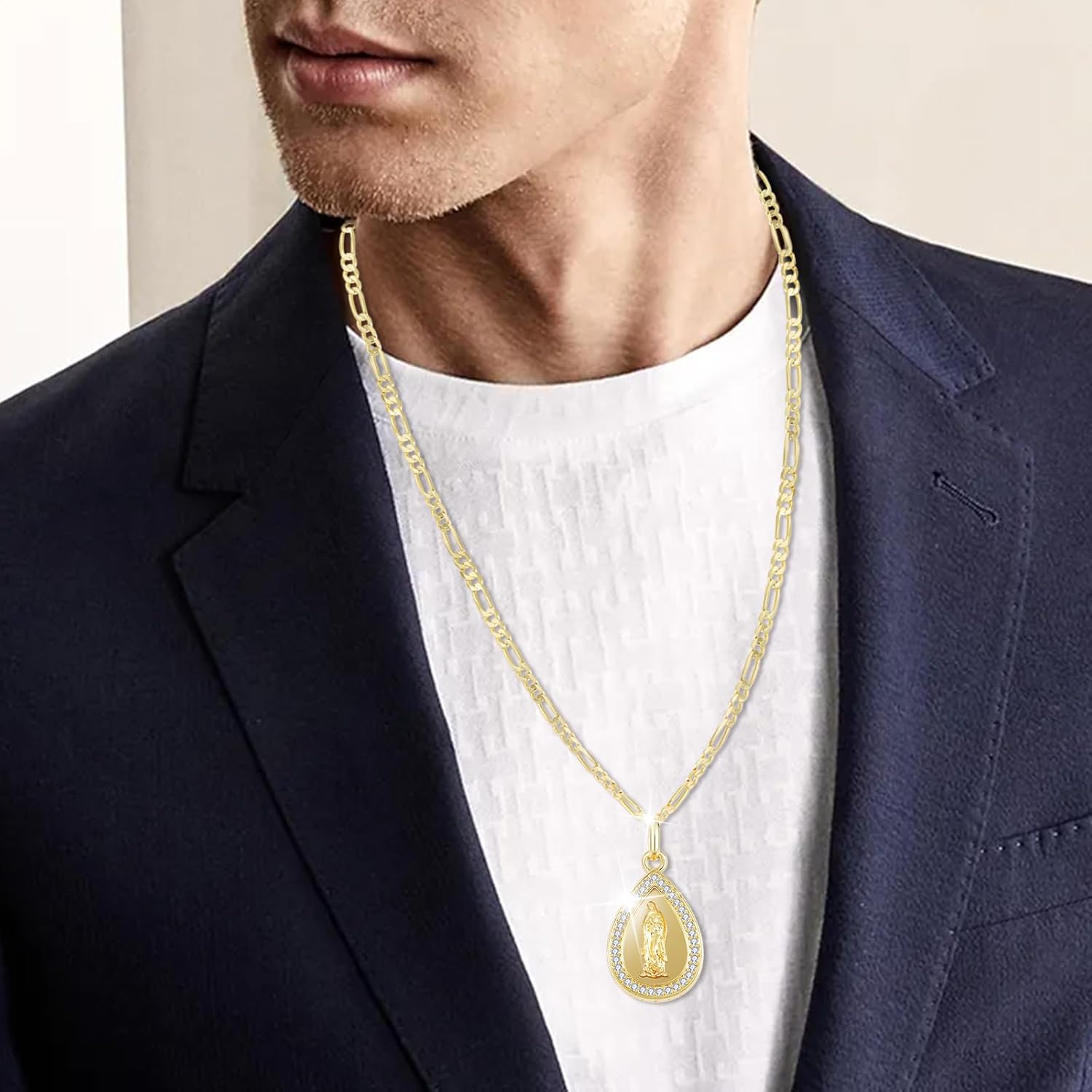 Richapex Virgin Mary Necklace for Men Women, 18K Gold Plated Copper Virgen de Guadalupe Charm Pendant, Valentine Mother's Day Our Lady Blessed Christian Catholic Gifts for Her with Jewelry Box Chain - Image 2