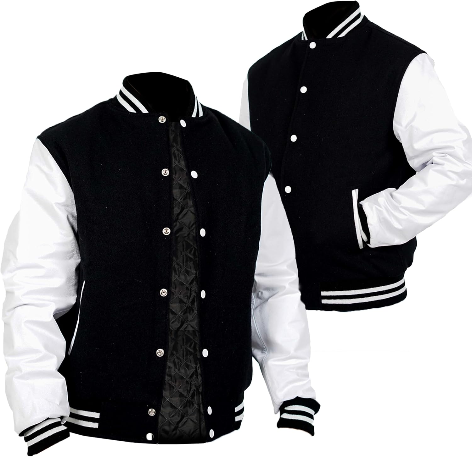 Premium Quality Varsity Jacket Men with White Genuine Leather Sleeves-Lightweight Baseball Jacket Men
