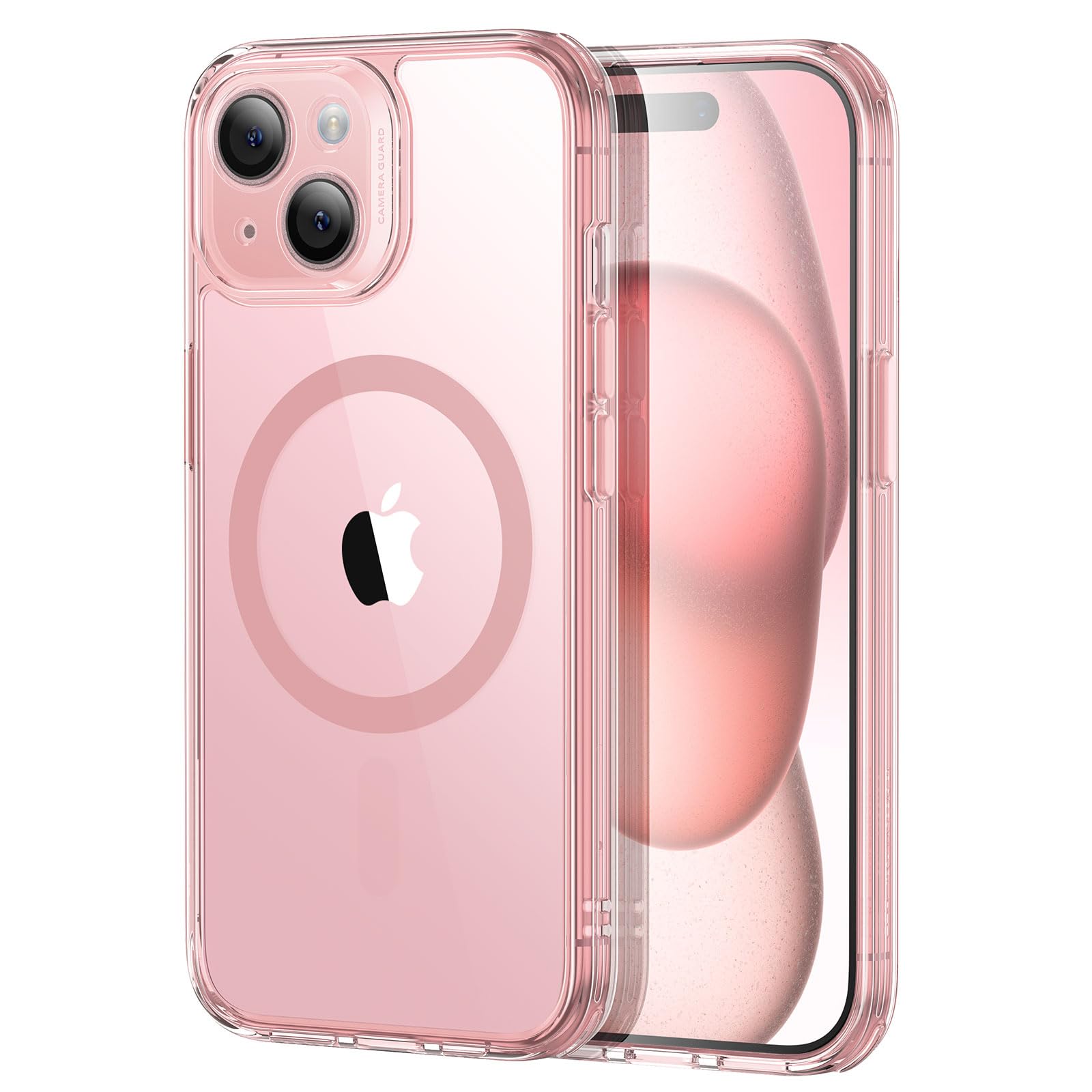 ESR for iPhone 15 Plus Case, Translucent Matte Case, Compatible with MagSafe, Military-Grade Protection, Classic Series, Clear Pink