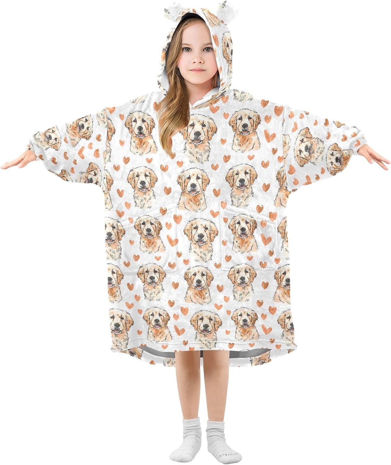 Cute Capybara and Avocado Wearable Blankets for Kids, Soft Warm Cozy Blanket Hoodie for Boys Girls with Pocket