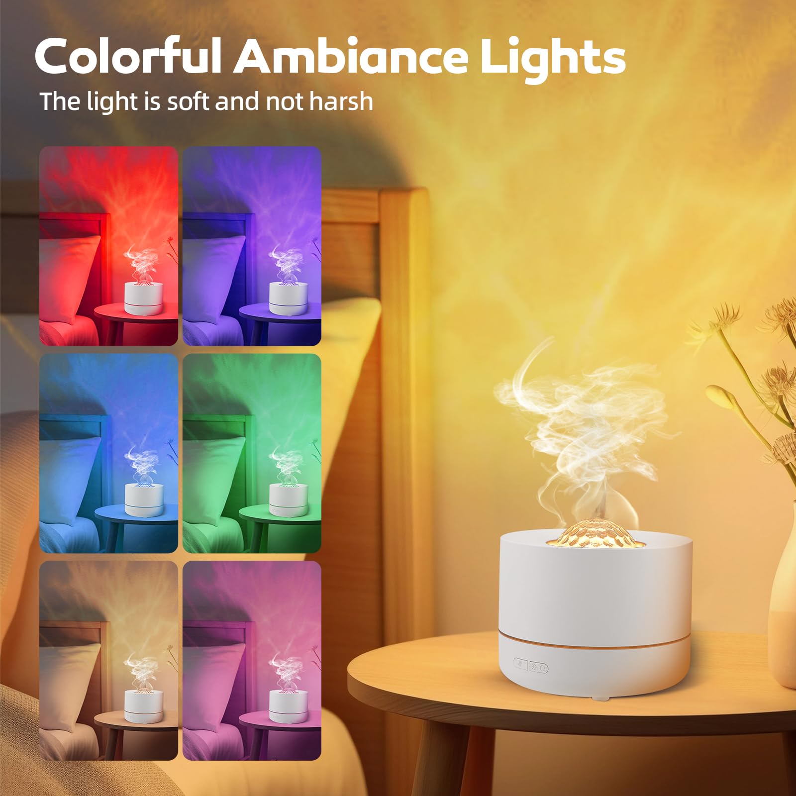 Humidificador de bebé con niebla fría para dormitorio, silencioso, con luz nocturna y proyector estrella, 500 ml, humidificador pequeño para el hogar, niños, niñas