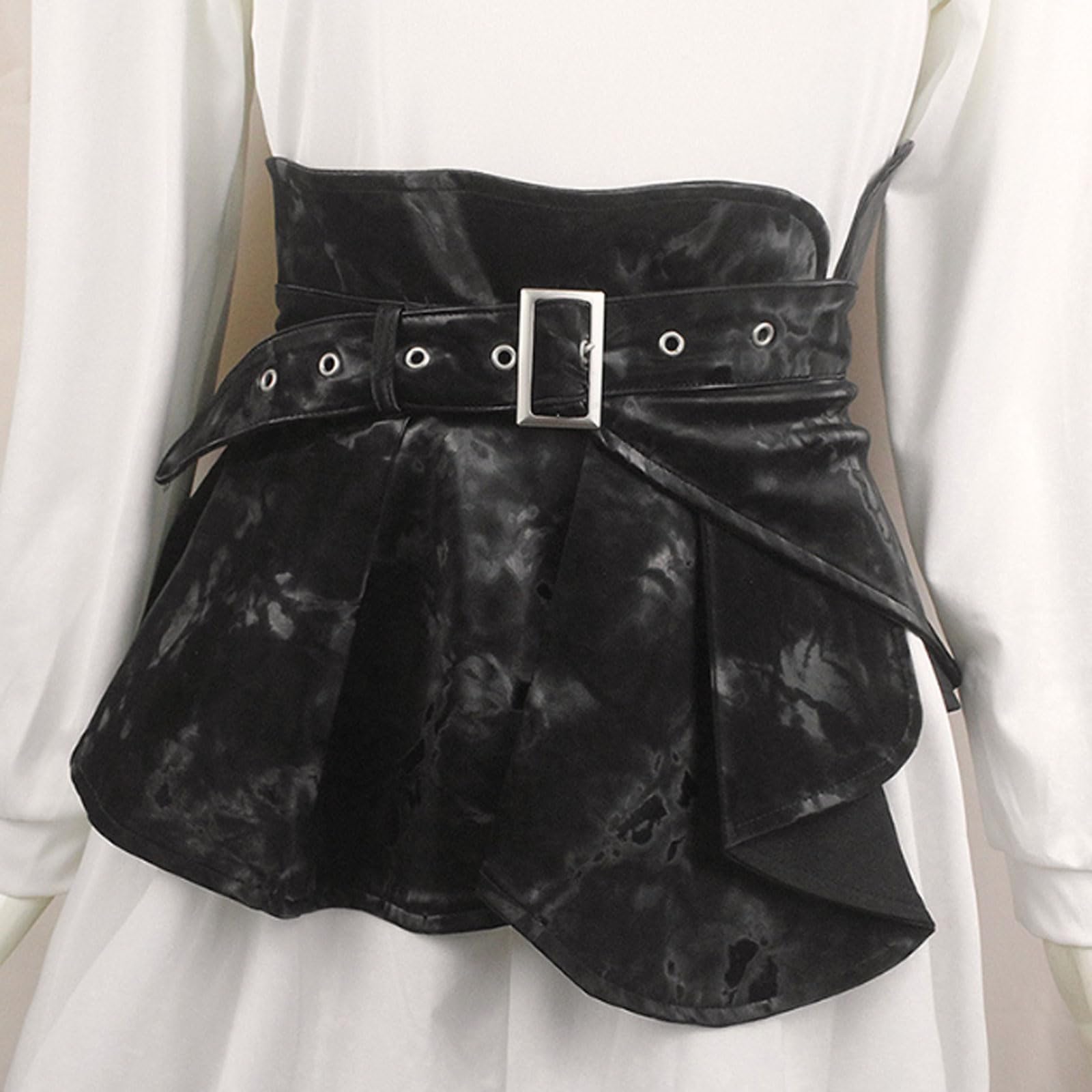 Ceinture Tendance Ceinture de Jupe en Cuir pour Femmes, Jupe décorative, Chemise, Pull, Ceinture de Taille à Volants avec Boucle réglable pour Le Style Ceinture décorative