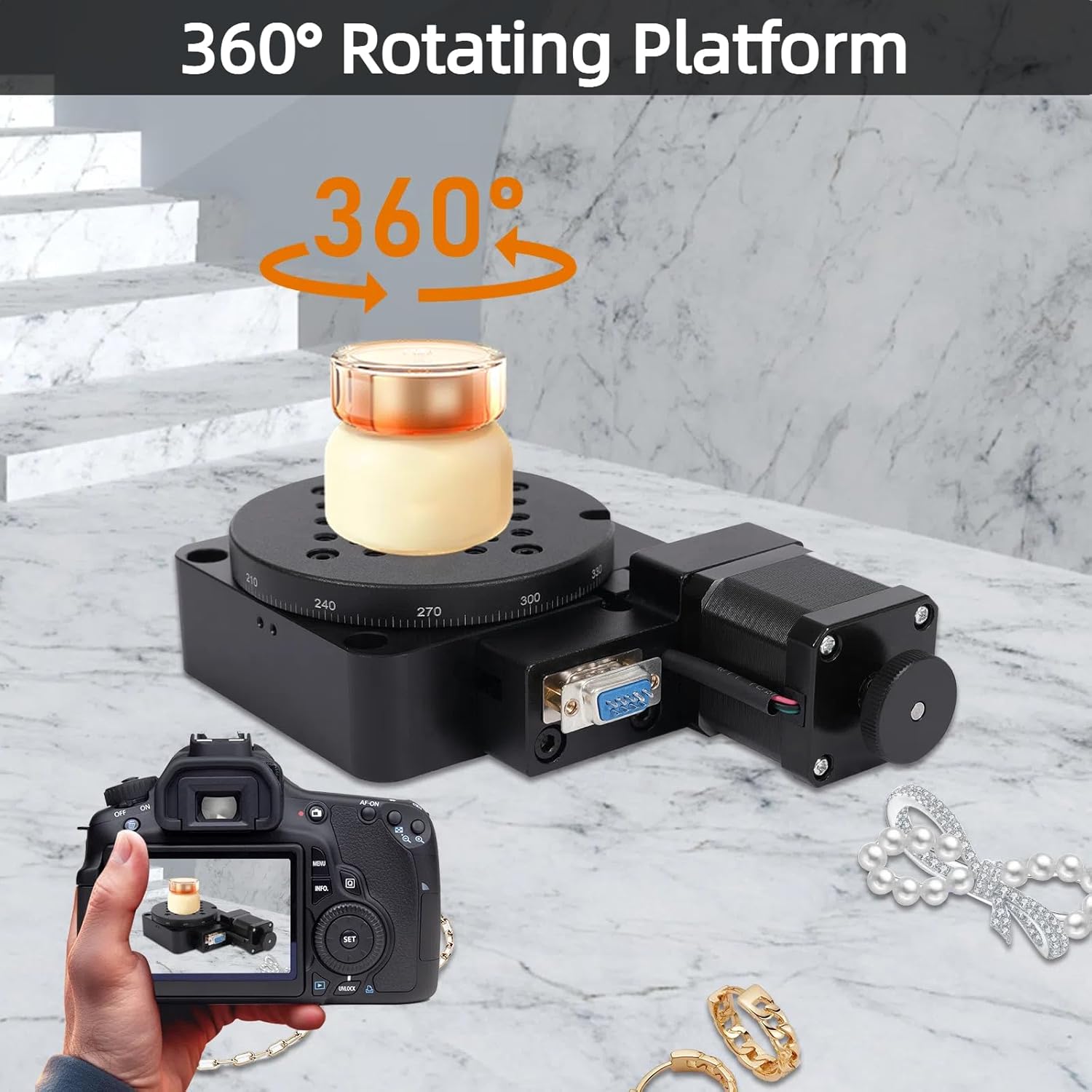 Rotating Platform HT03RA100 Electric Rotating Machine Electric Precision Rotary Stages Table Diameter 100mm Rotating Platform Motorized Rotation Stage Worm Gear