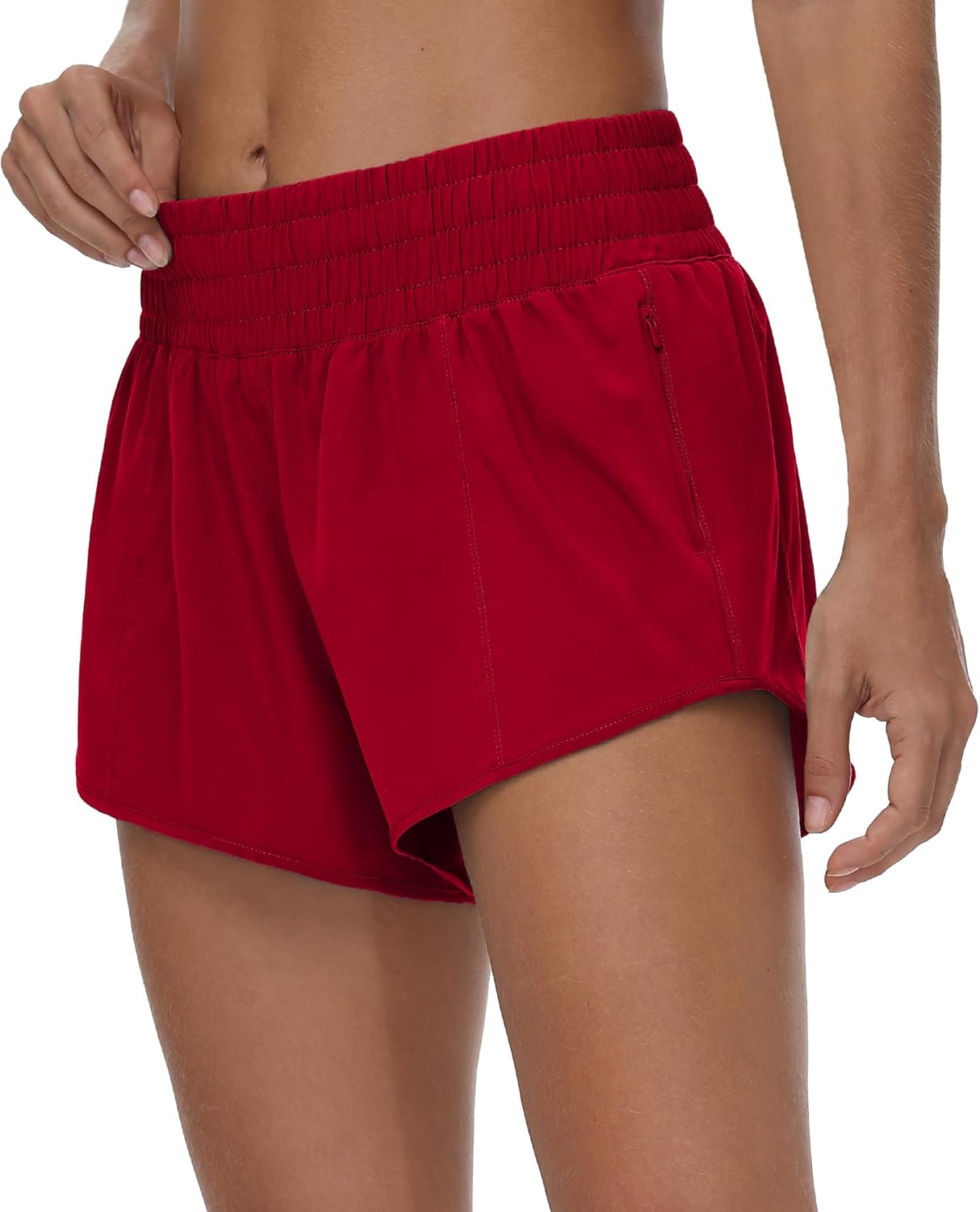 Aurefin High Waisted Athletic Shorts for Women, Quick Dry Running Shorts with Zip Pocket and Liner Womens Gym Workout Shorts - Image 3