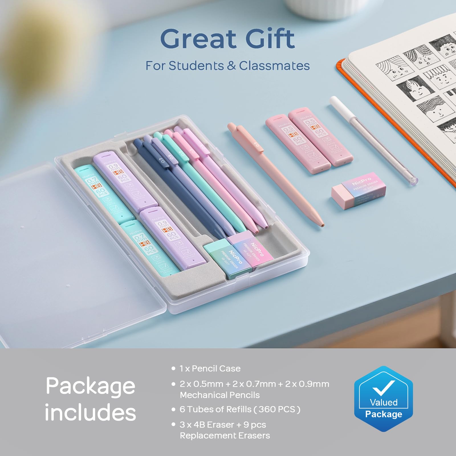 Amazon.co.jp: Nicpro パステルシャープペンシル6本セット ケース付き