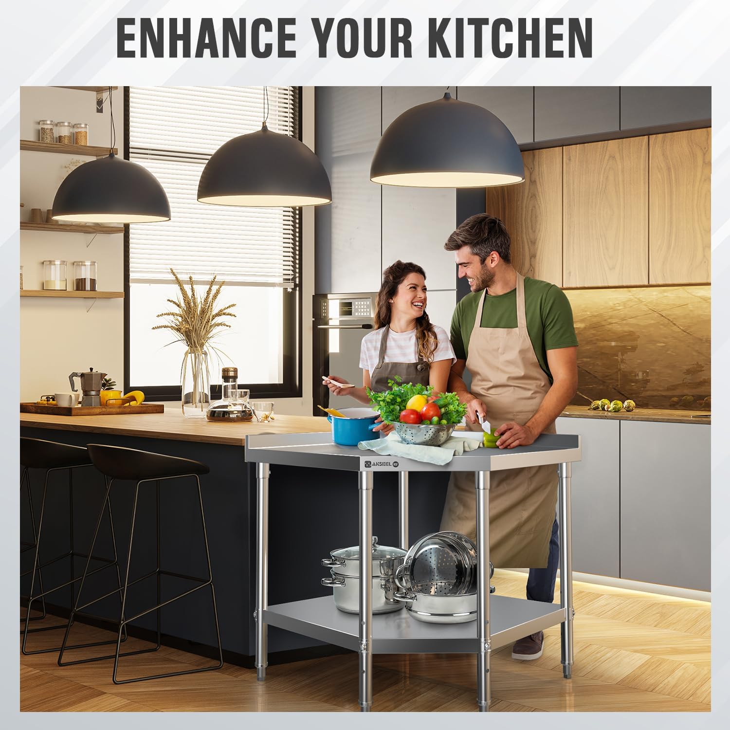 Corner Stainless Steel Work Table - Food Prep Tables for Commercial Kitchen - NSF Metal Heavy Duty Workbench with Backsplash - Cooking Chef Work Bench for Restaurant - 36"x36" Working Station