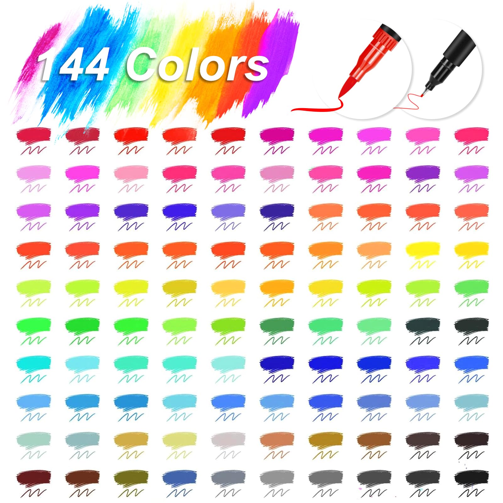 Sanyetral 144 Colouring Pens for Adults Dual Tip Brush Pens - Image 2