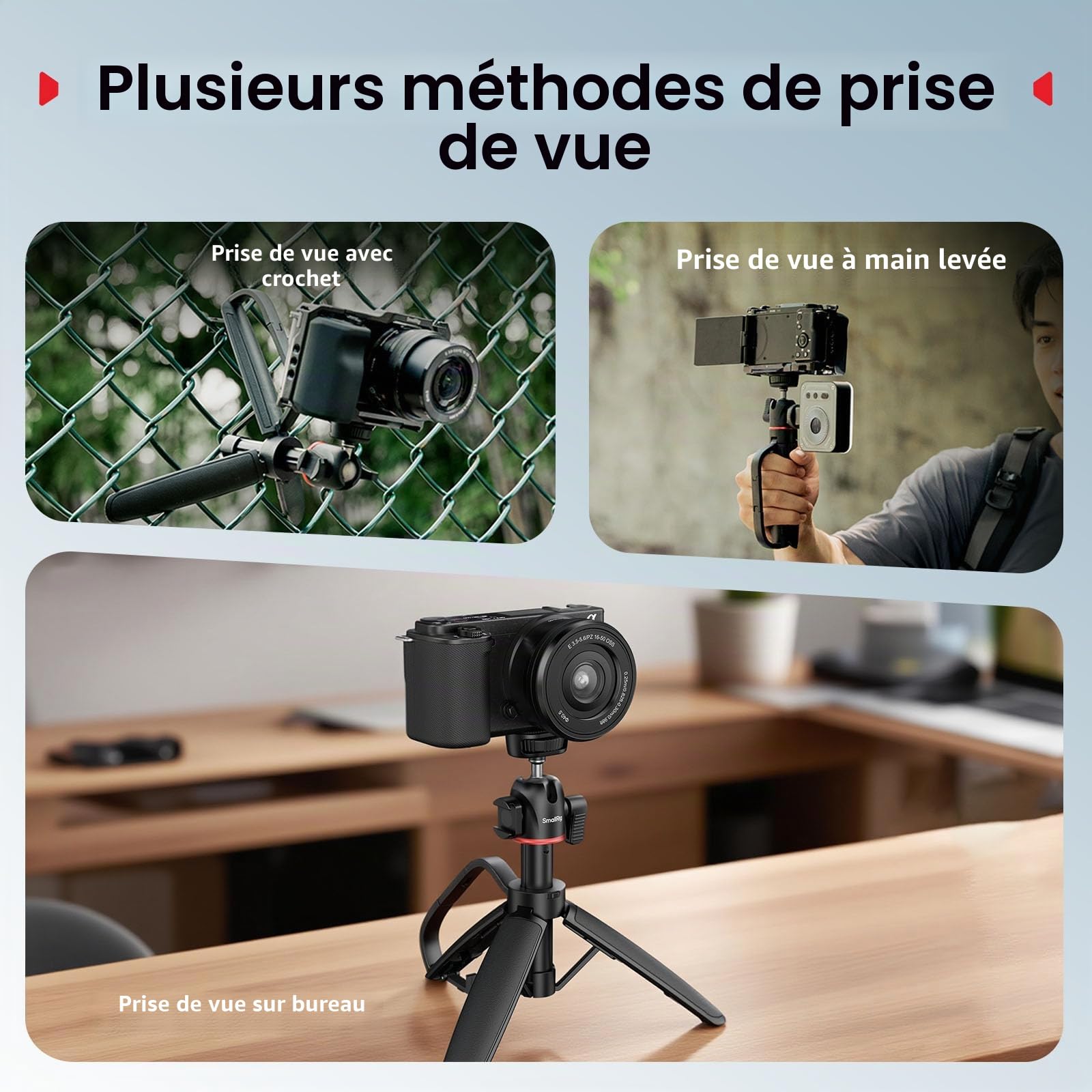 SMALLRIG Mini trépied de Bureau Portable, trépied de Table avec rotule à 360°, vis 1/4"-20 pour Reflex numérique, Appareil Photo, téléphone,pour Gopro Hero 13/12/11/10-5285B
