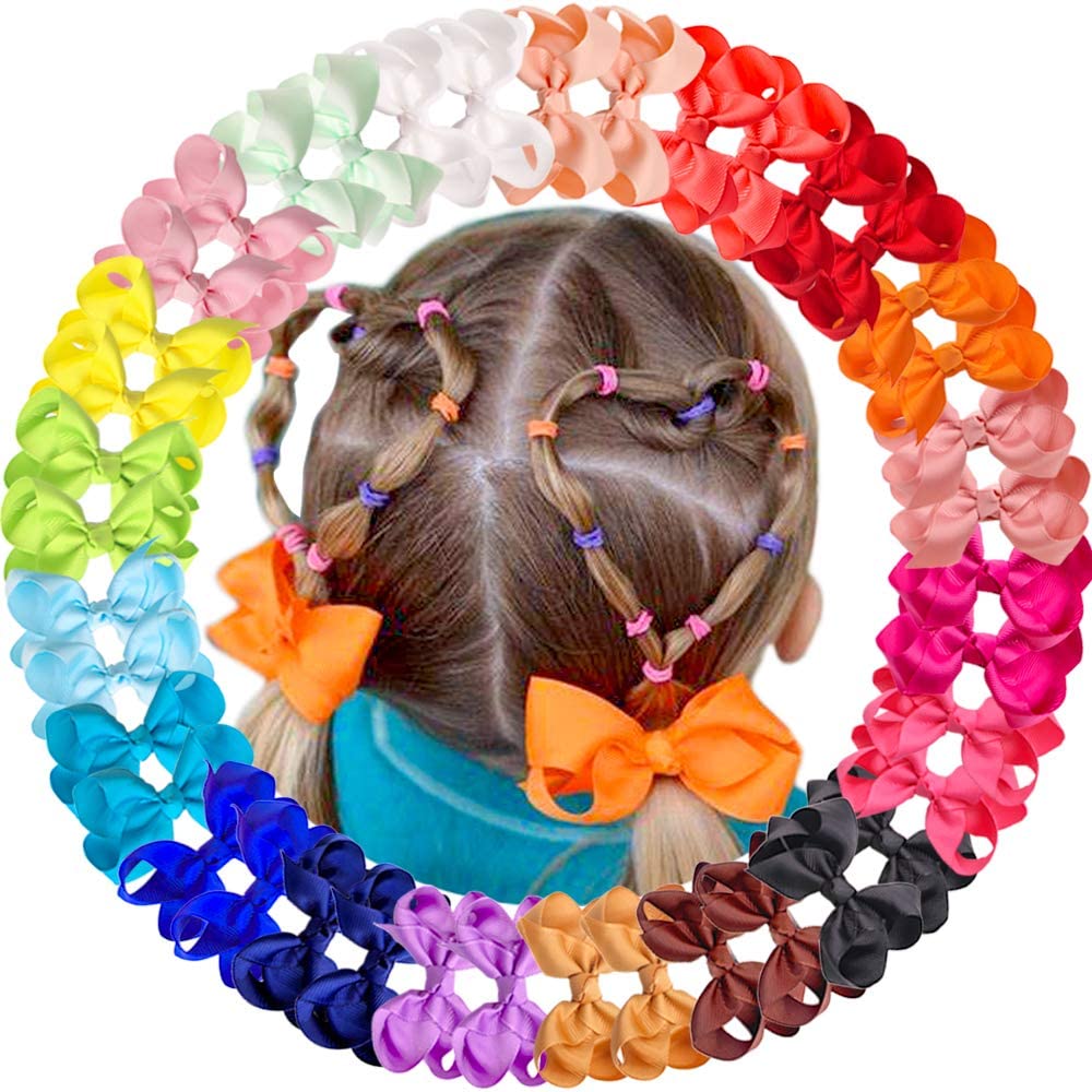 X spring Hair Clip, 40 Pieces Hair Bows Bow Hairpin, Grosgrain Ribbon Boutique Hair Clip, Multicolor Kids Hair Clips, Hair Bow Alligator Clips for Girls Teens Toddlers Kids (20 Colors in Pairs)