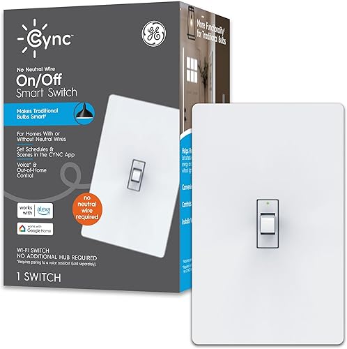 Miniatura 10 de GE CYNC - Interruptor inteligente de luz con botón de encendido/apagado, requiere cable neutro, interruptor de 4 cables con Bluetooth y Wi-Fi de 2,4