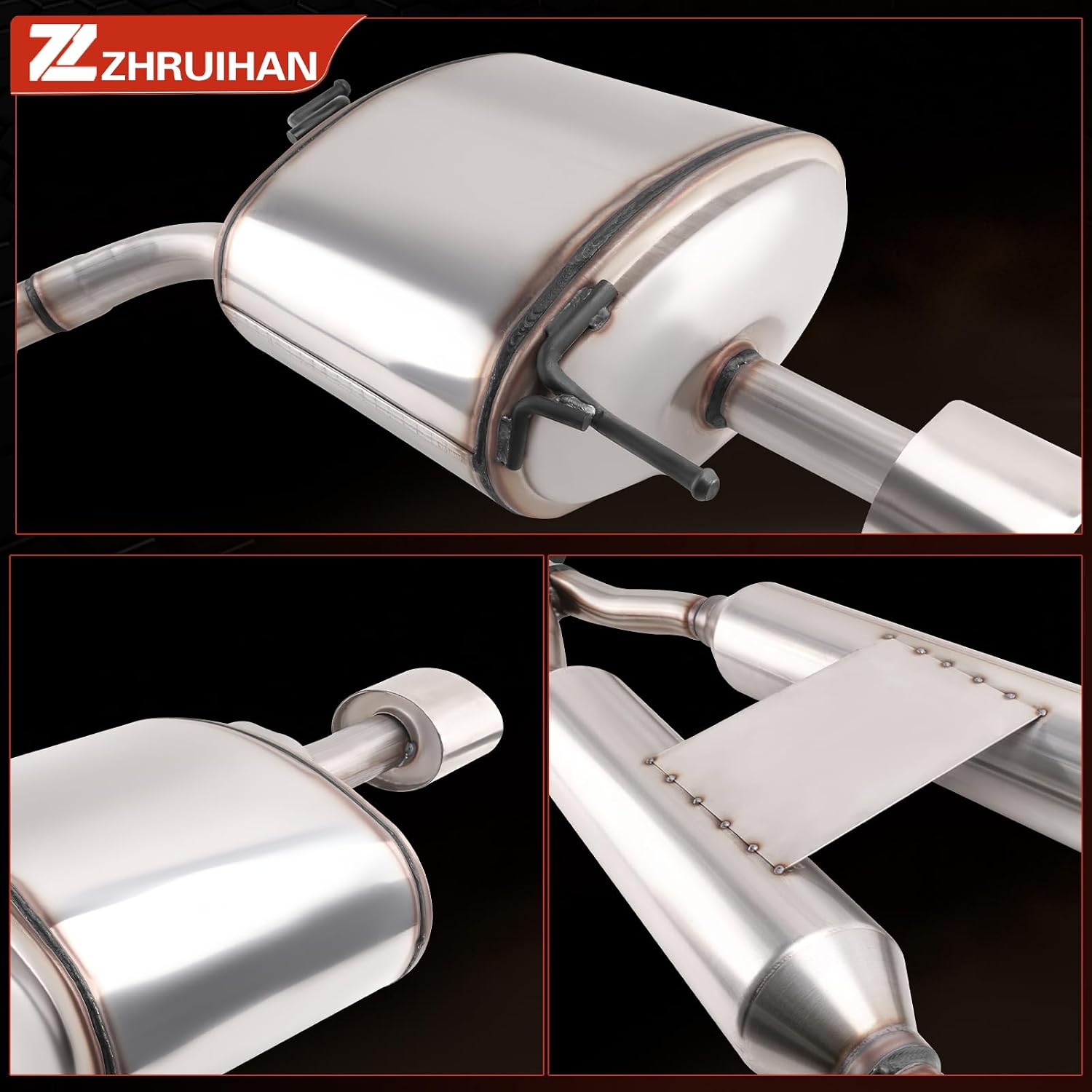 409 Stainless Steel Exhaust Resonator Muffler System Kit Compatible with 2007-2008 G35 3.5L V6 & 2009-2013 G37 3.7L V6 Muffler and Tail Pipe OE 603157 | EPA Compliant