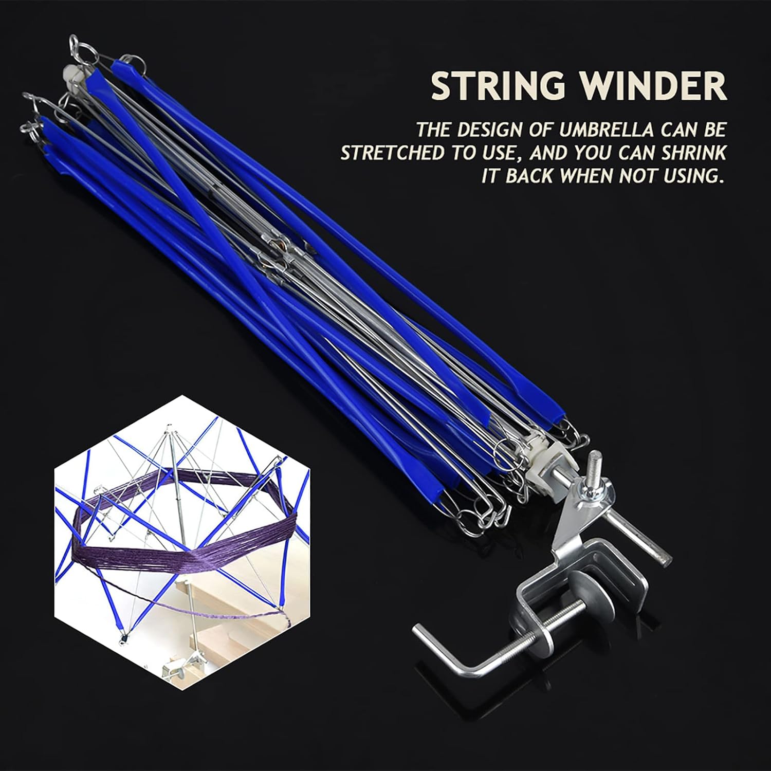 Yarn Swift, Skein Holder Umbrella Swift Yarn Blue Iron Knitting Crochet String Yarn Swift And Winder Crochet Yarn Winder Winder Holder Machine Yarn Winder For Winding Lines Strings