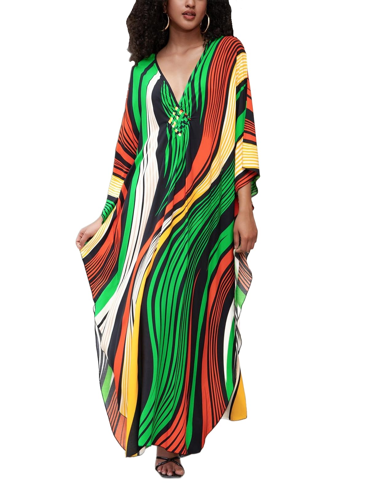 KEYLORTING Plus Size Kaftan Dress Women, African Moo Moo Print Caftan, Batwing Dress, Beach Cover Up for Party and Loungewear