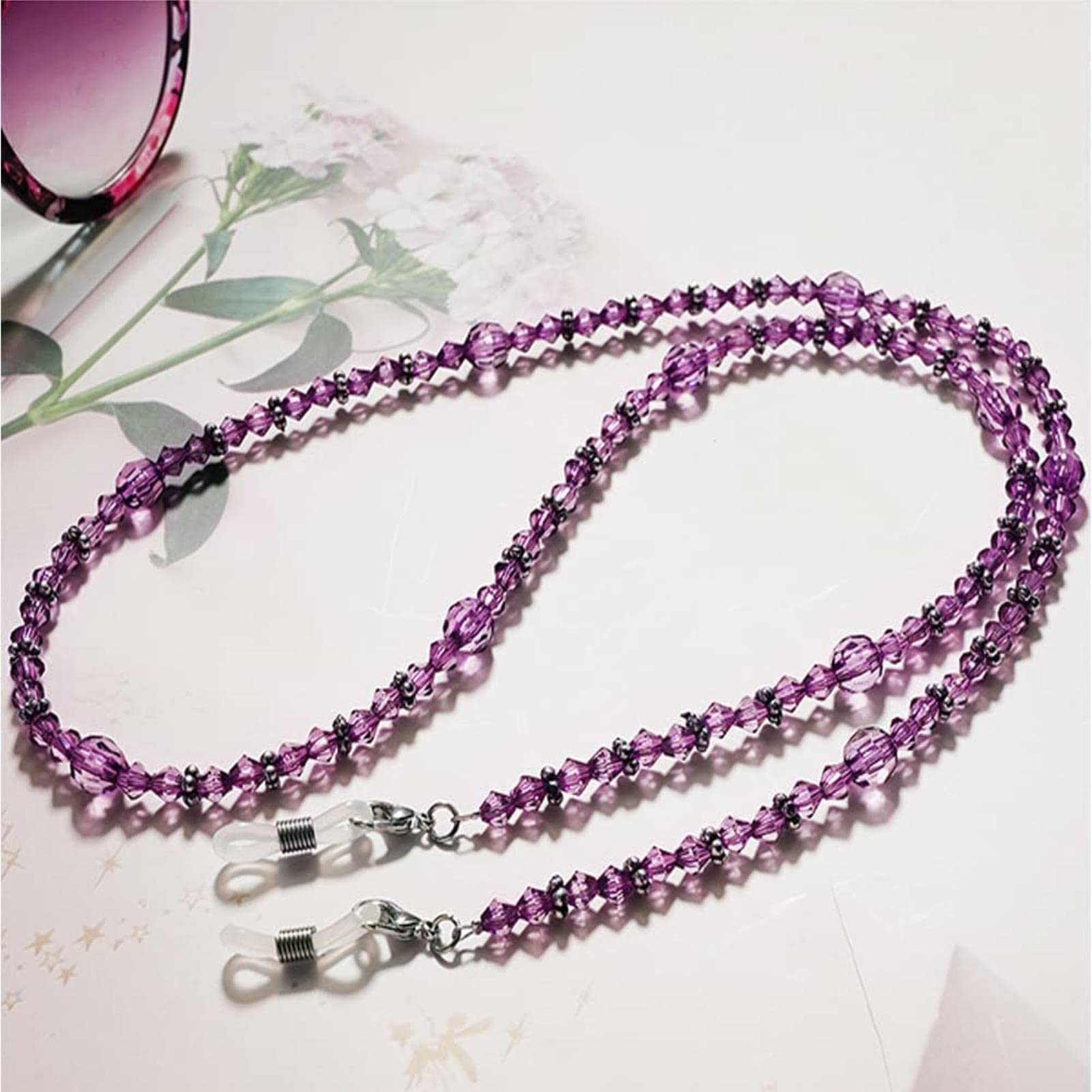 REVAHI Elegante Cadena de Gafas, Gafas de Sol, Soporte de Correa, Cadena de retención de Gafas púrpura s para Mujer