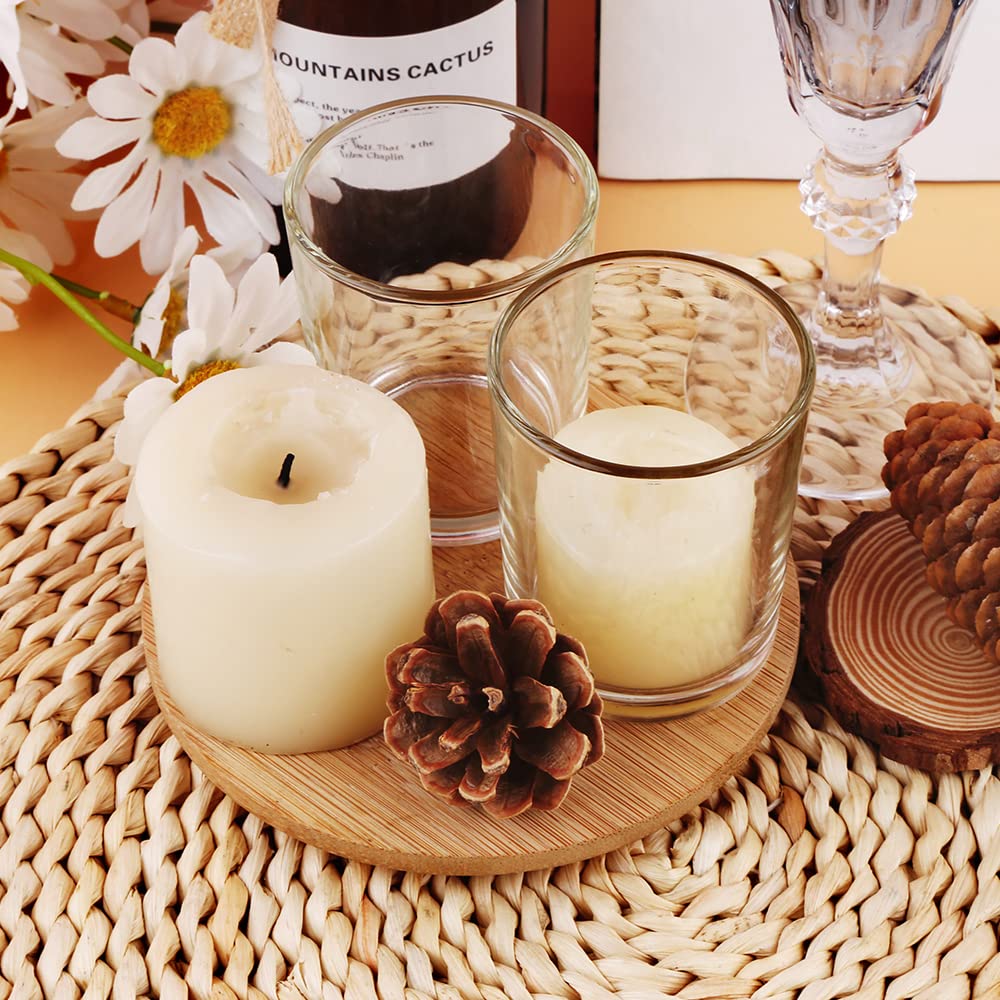 Lot de 36 photophores en verre transparent pour mariages, événements – Bougies votives en verre pour centres de table de mariage, Noël, Thanksgiving – Accessoires de décoration (transparent)
