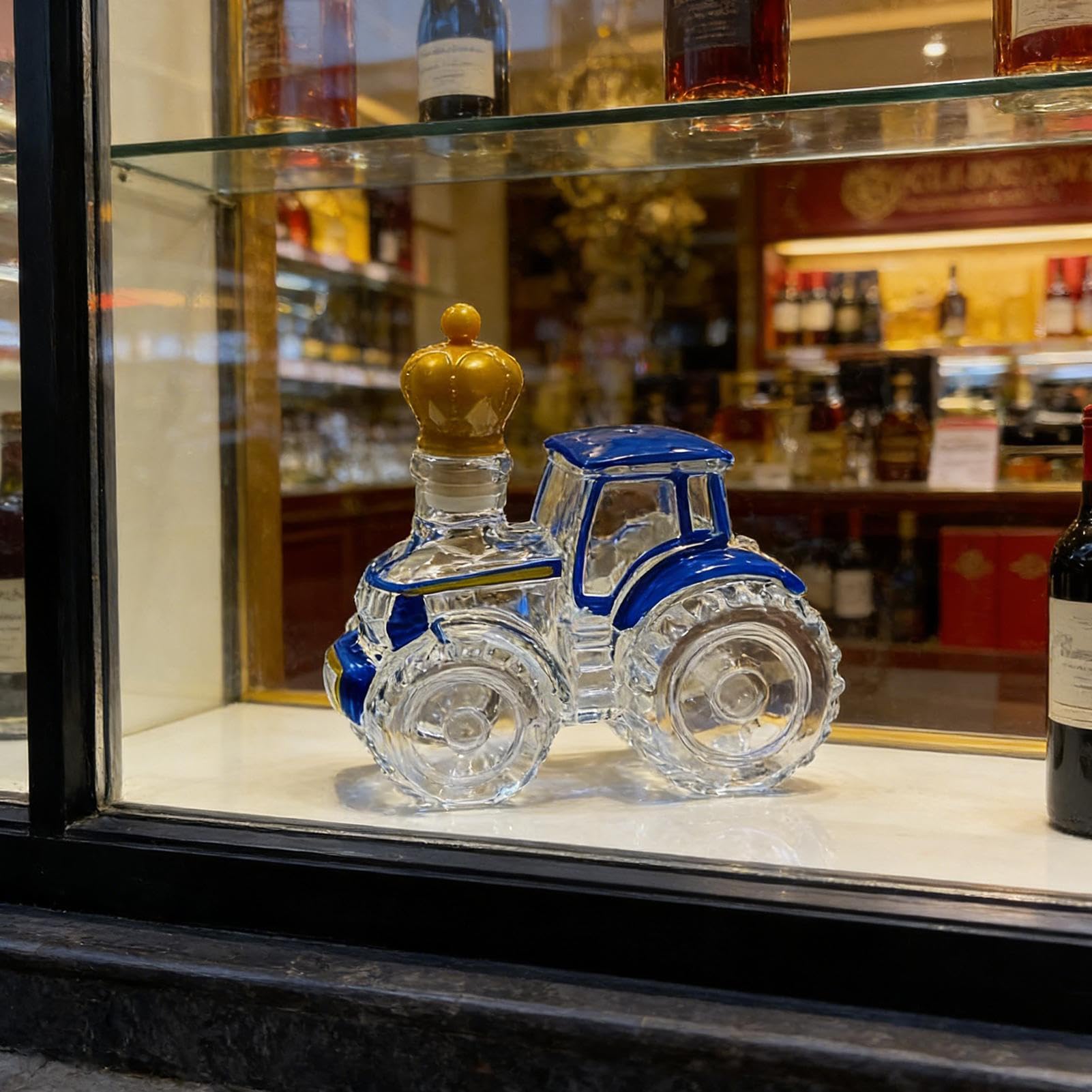 Butelka na whisky – ciągnik pusty pojemnik na alkohol | dekoracyjna szklana karafka butelka na whisky, do wina, tequili, brandy, wódki, dekoracja domu, baru, biura, dla mężczyzn, taty, na urodziny
