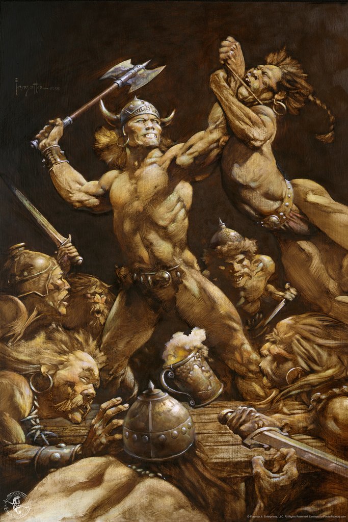 Viking Warriors Beer Advertisement by Frank Frazetta Art Print