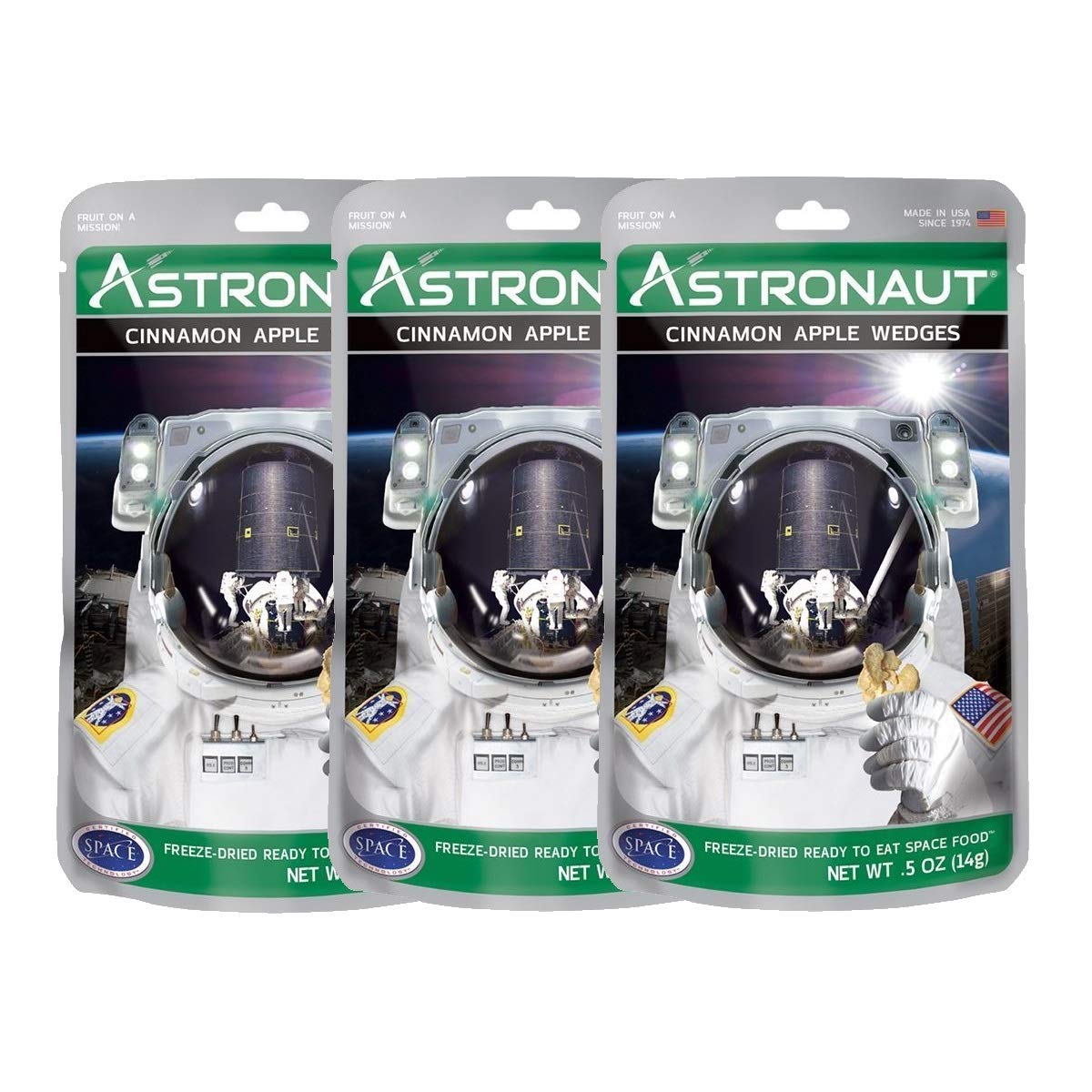 ASTRONAUTSpace Food Freeze-Dried Ready To Eat Fruit - Cinnamon Apple Wedges (3 Packets)