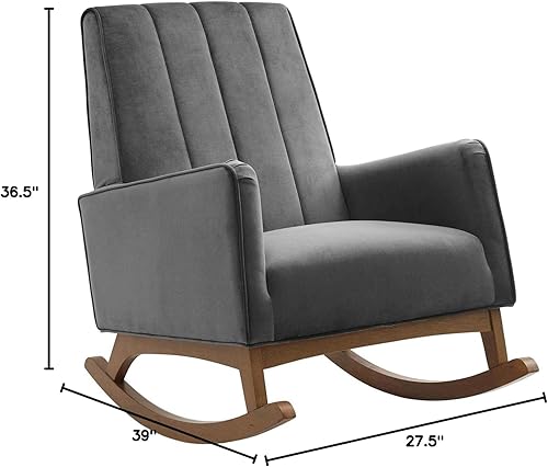 Miniatura 12 de Modway Sway Channel - Mecedora de terciopelo copetudo en color gris claro Gris,claro,Gris