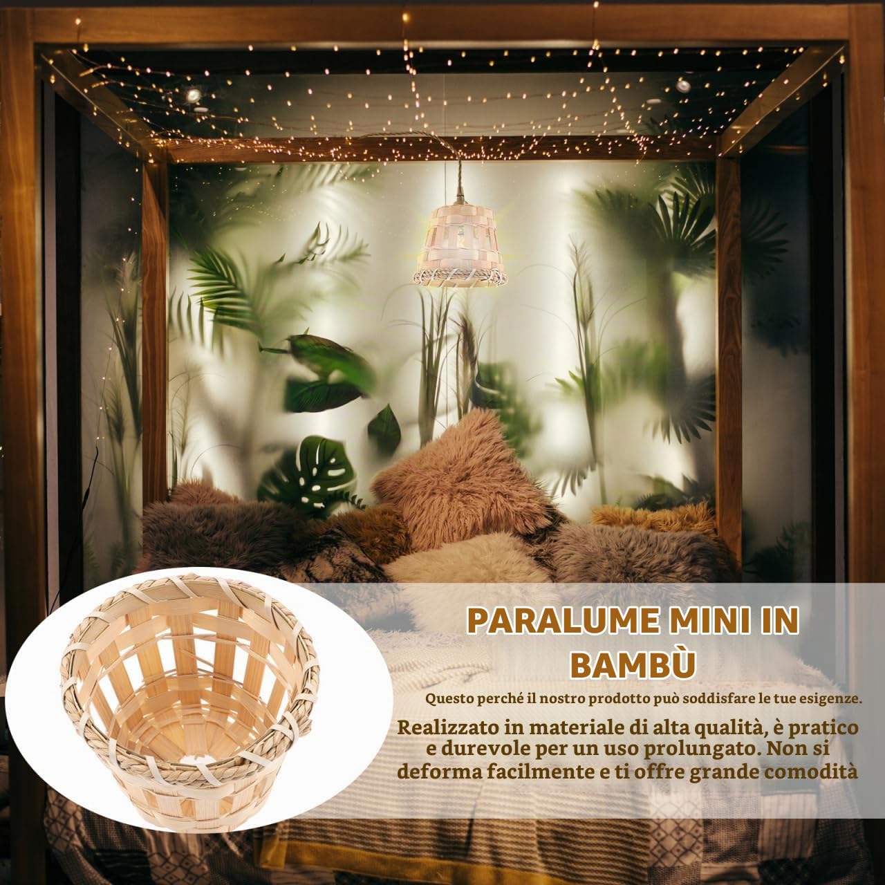 DOITOOL Paralume in Bambù Intrecciato 4 Pezzi 4.13X4.13X3.15In Paralume Piccolo Per Lampada a Soffitto E Lampada Da Comodino Copertura Interna Per Illuminazione Casa Hotel E Studio