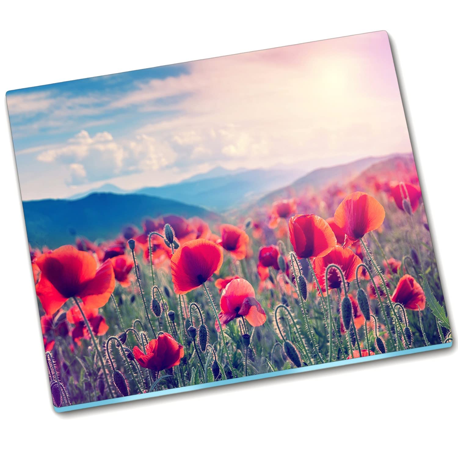 Planche à découper en verre durci 60x52 cm Décormat fleurs de pavot