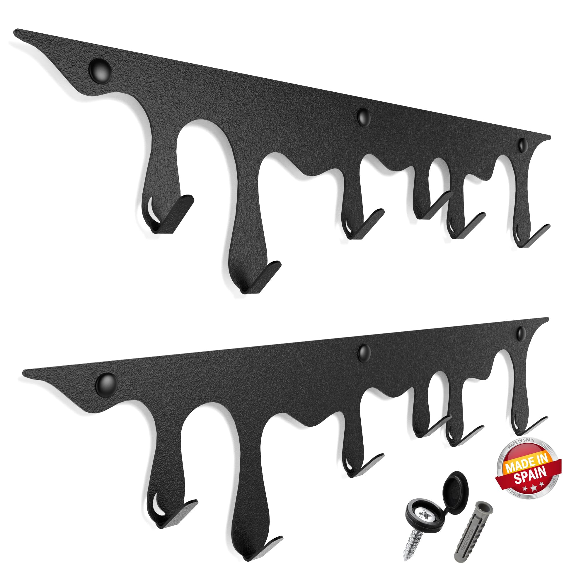 Appendiabiti da parete design con 6 ganci | appendino da muro nero | attaccapanni da ingresso moderno | mobile ingresso appendiabiti 60x20cm | appendiabiti ferro 2mm | appendi giacca casa