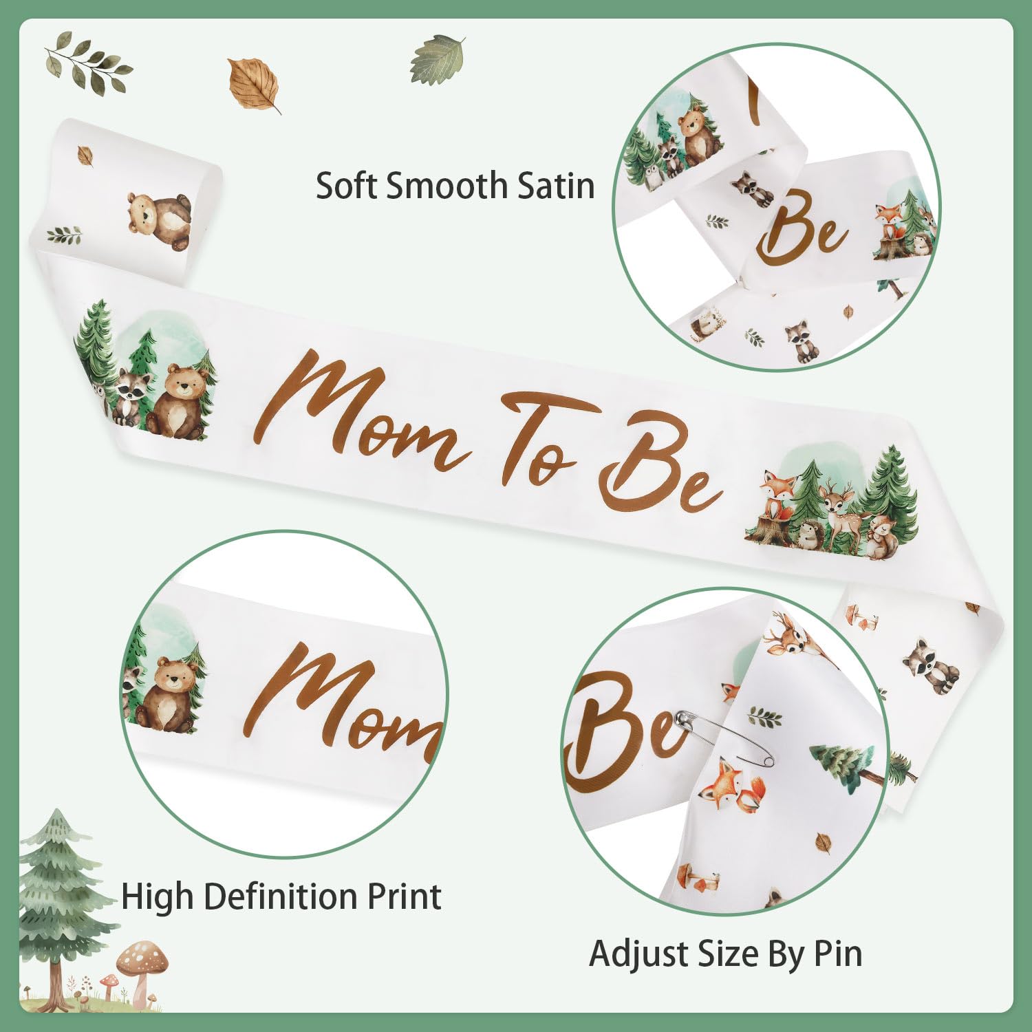 Woodland - Juego de ramilletes para baby shower, diseño de mamá a ser y papá para ser, banda neutral para baby shower, regalo para mamá embarazada, decoración de fiesta